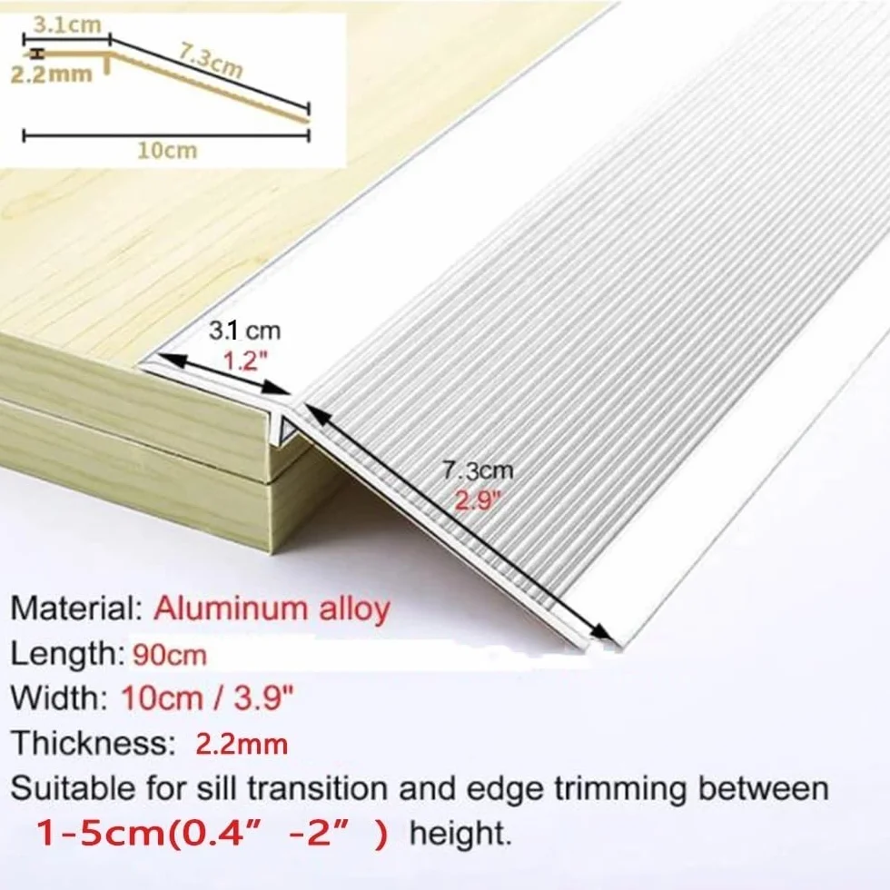 SKINCATE Tira De Umbral 10cm Extra Ancho Perfil De Transición De Aluminio, Tira De Transición De Suelo Reductor De Umbral Altura 10mm-50mm, Madera A Azulejos, Laminado A Baldosa(Gold)