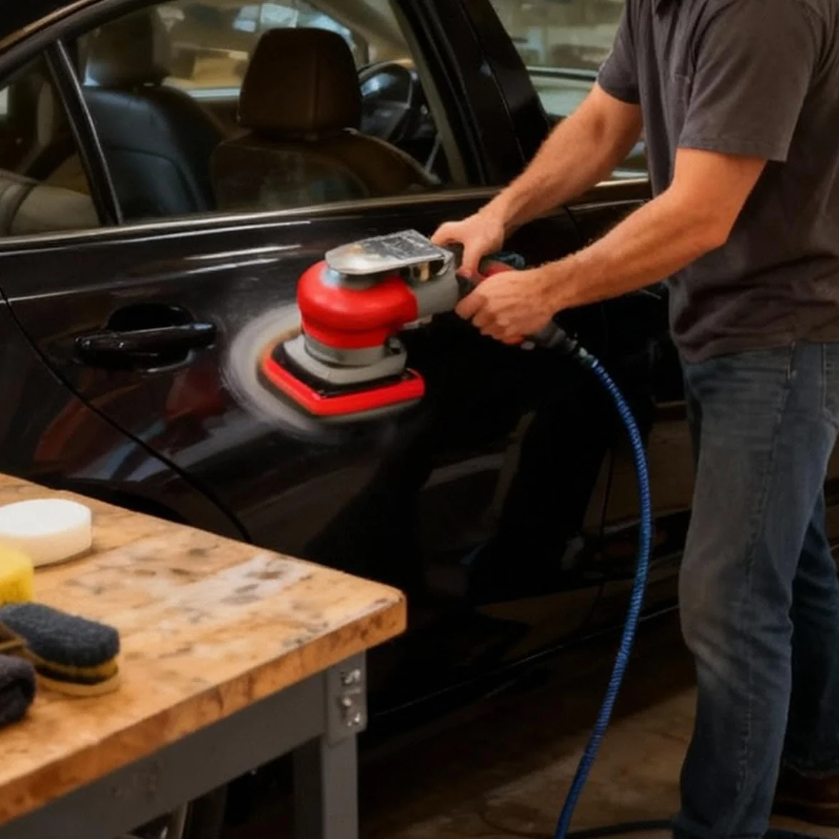Alide Lijadora Orbital Neumática, Herramientas Para Limpieza De Interiores De Automóviles, Encerado Y Sellado, Pulidora Neumática, Lijadora Orbital De Acero Aleado Para Madera De 75 X 100 Mm.