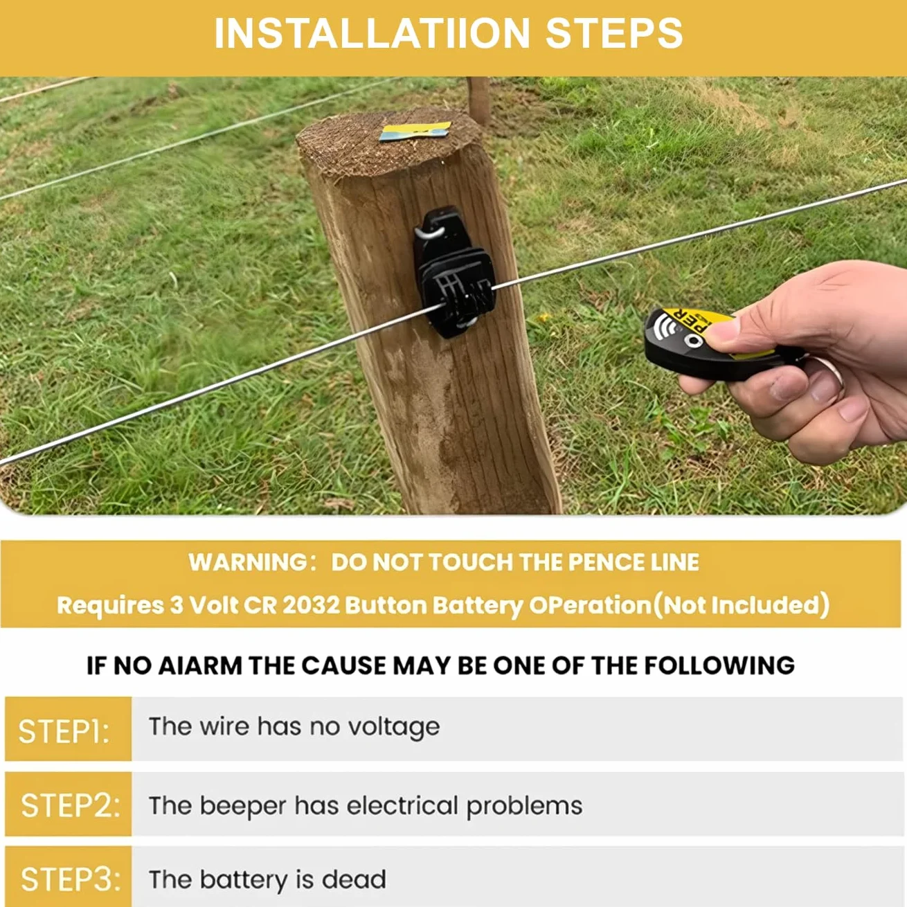 Probador de Cercas Eléctricas, Probador Eléctrico Digital ABS de Alto Voltaje para Granjas, Jardines, Ovejas, Mascotas, Caballos, Ganado, Cercas Eléctricas