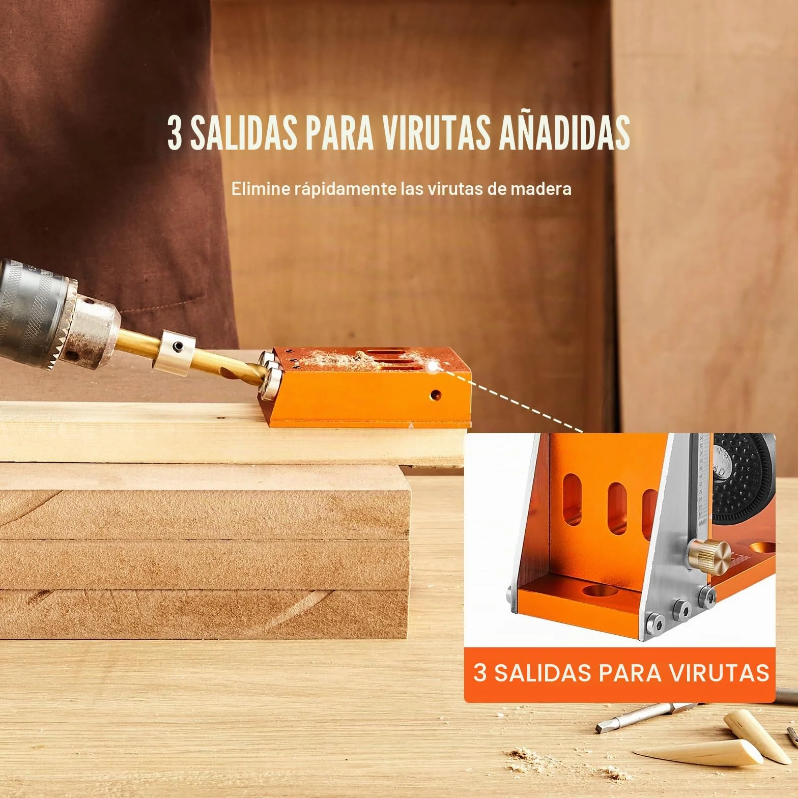 VEVOR Kit de Plantilla para Orificios Ocultos con Llave y Puntas de Accionamiento Cuadradas Plantilla de Perforación con Ayuda de Espigas para Taladrar Orificios Ocultos para Taladrar para Carpintería