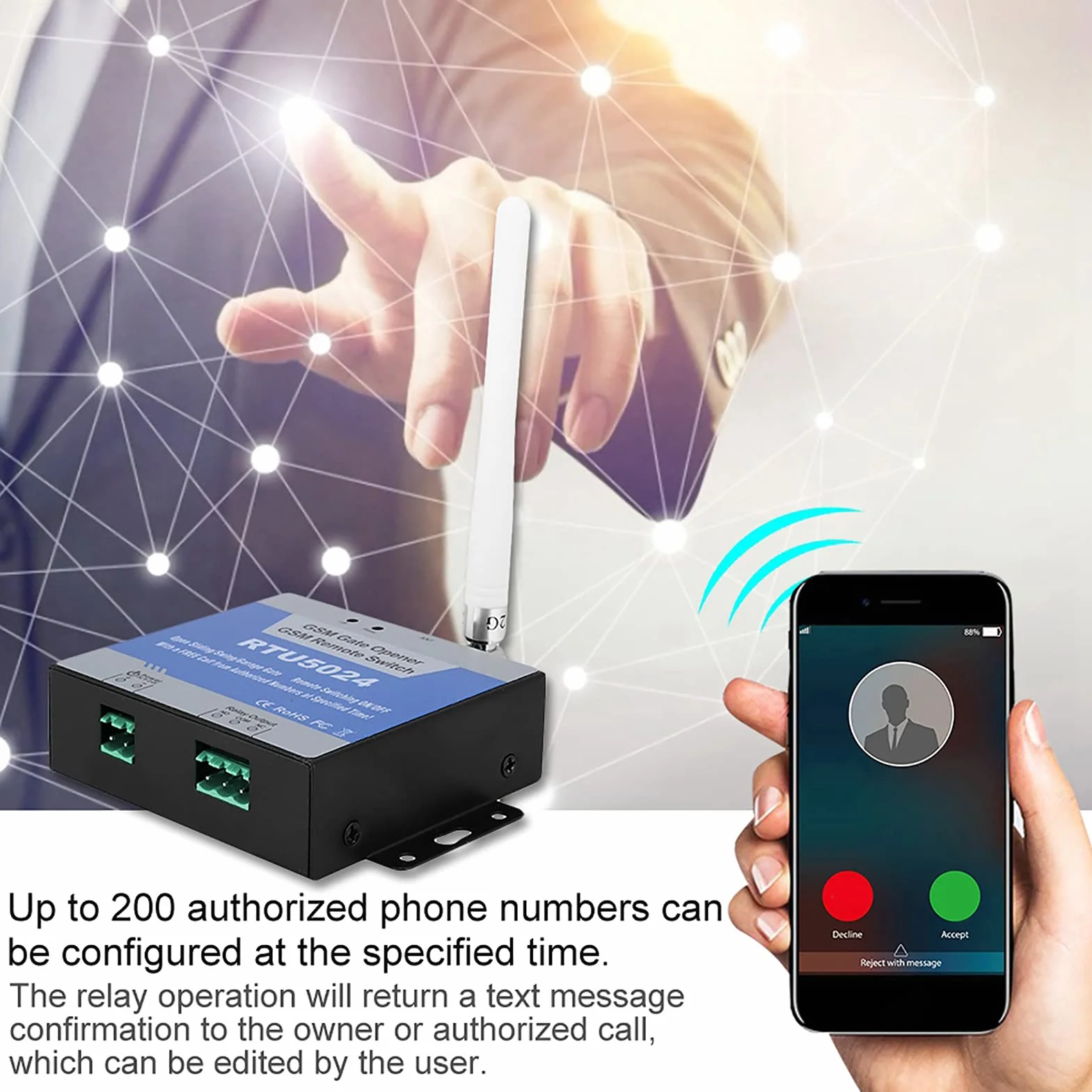 Abridor De Puerta GSM, Actualización RTU5024 Abridor De Puerta GSM Interruptor Remoto GSM Abridor De Puerta Con Interruptor De Relé, Controlador De Puerta De Entrada Móvil Control Remoto 3g/4g RTU5024