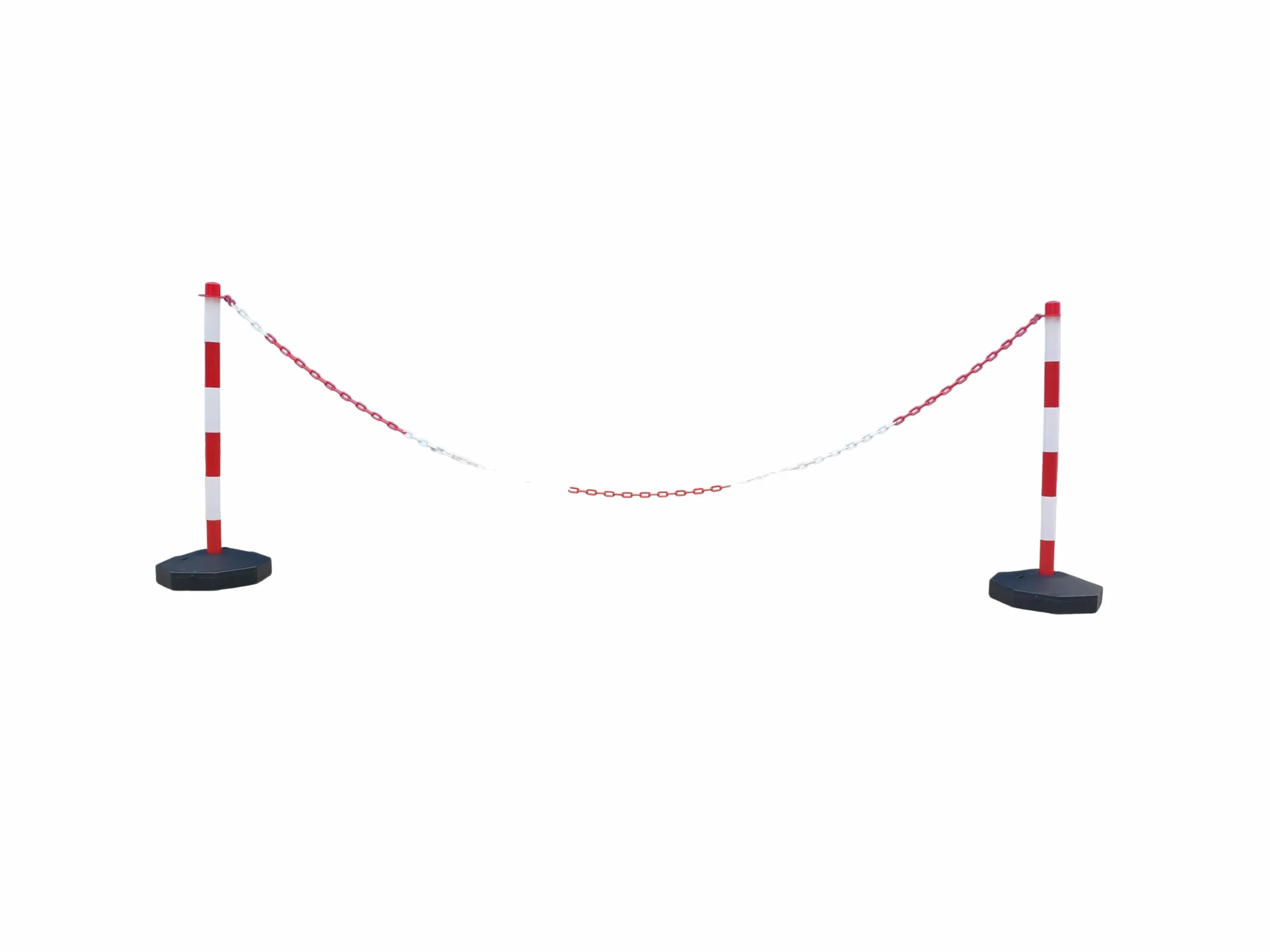Par de postes de plástico GC2-CH2.5 con cadena de plástico de 2,5 m (rojo y blanco, 2,5 m)