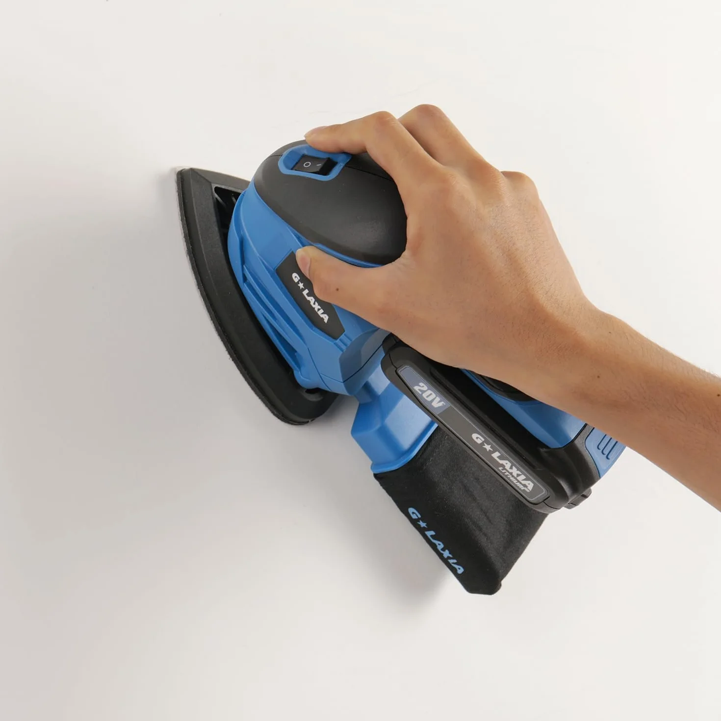 Lijadora multifunción inalámbrica 20V Li con bolsa de recogida de polvo, 20 hojas de papel de lija | 20 V 140 mm x 94 mm Lijadora Delta con batería y cargador