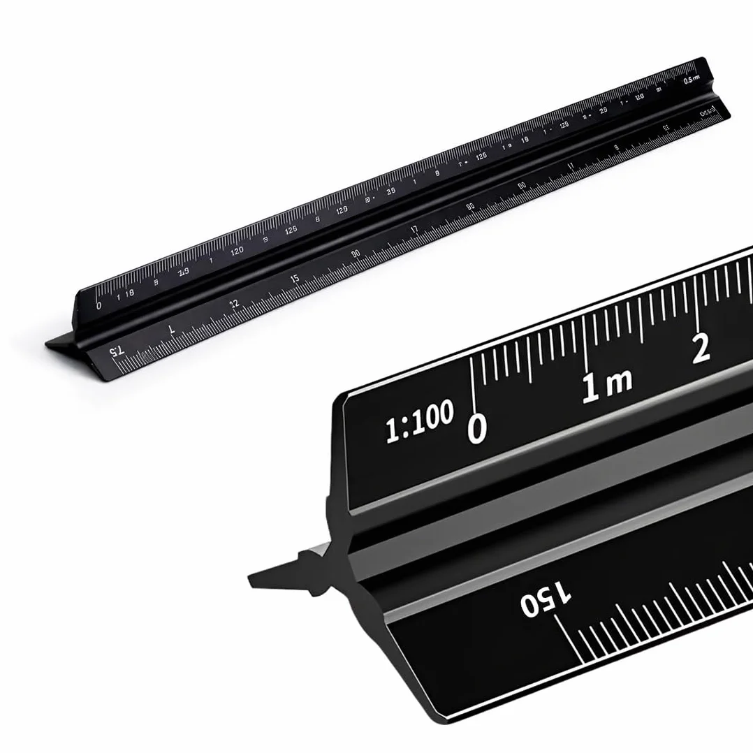 Escalímetro Profesional Regla Triangular Aluminio 30 cm 1:20 1:50 1:75 1:100 1:125