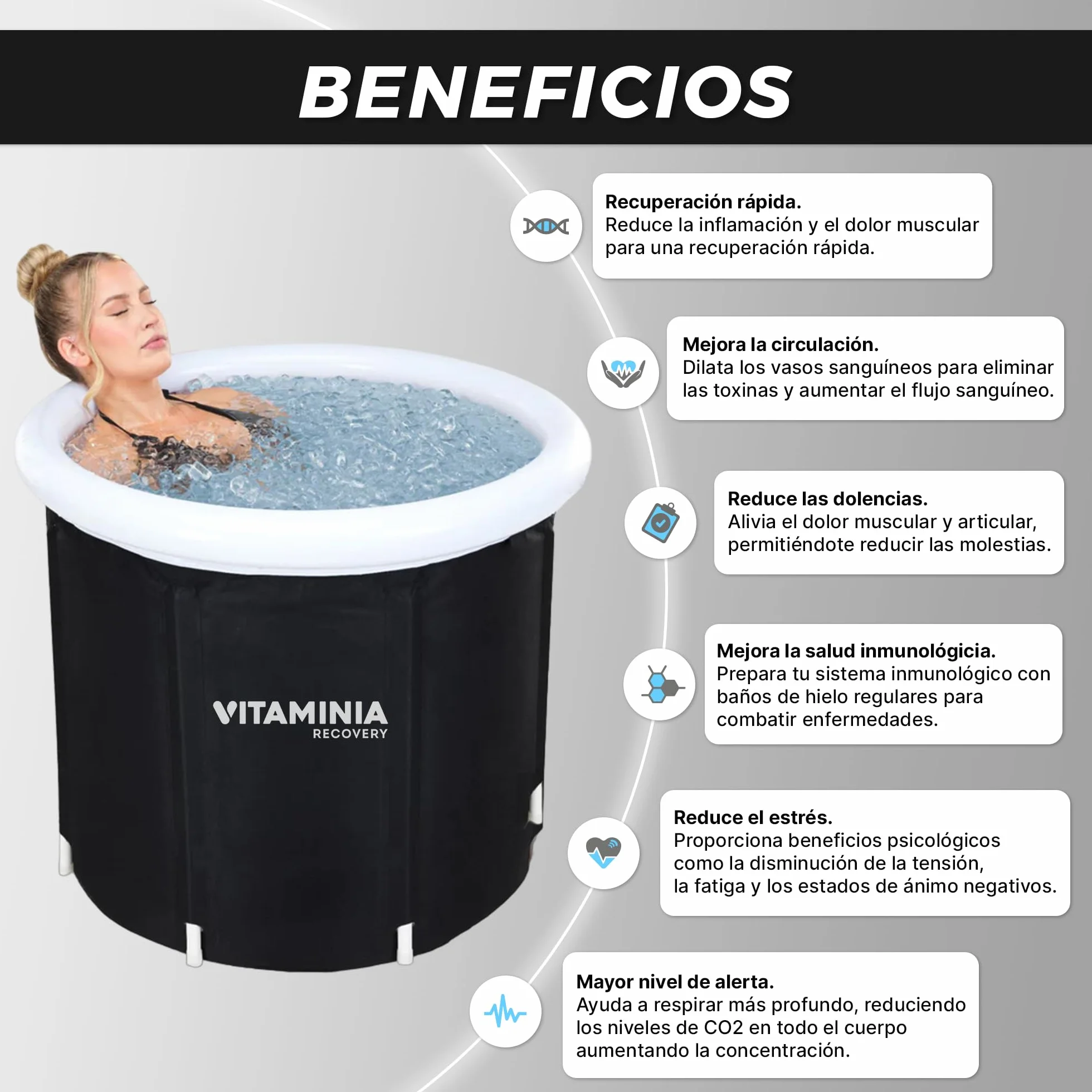 Bañera Hielo Plegable para Deportistas - Ice Bath - Recuperación muscular - Refuerza el Sistema Inmunológico