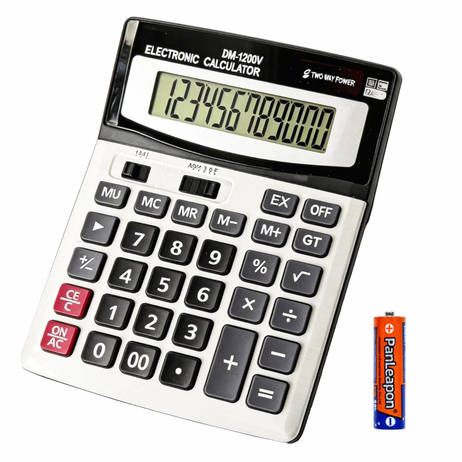 Calculadora de sobremesa 12 dígitos pantalla LCD solar y batería doble energía YE1200v