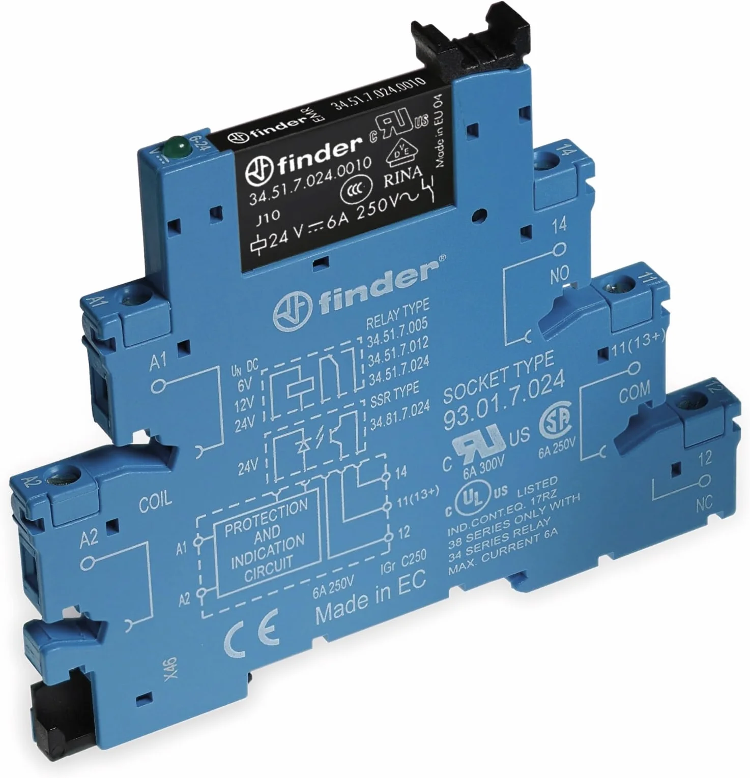 Finder, módulo de relé de interfaz de 24 V CA/CC SPDT, terminal de tornillo, carril DIN