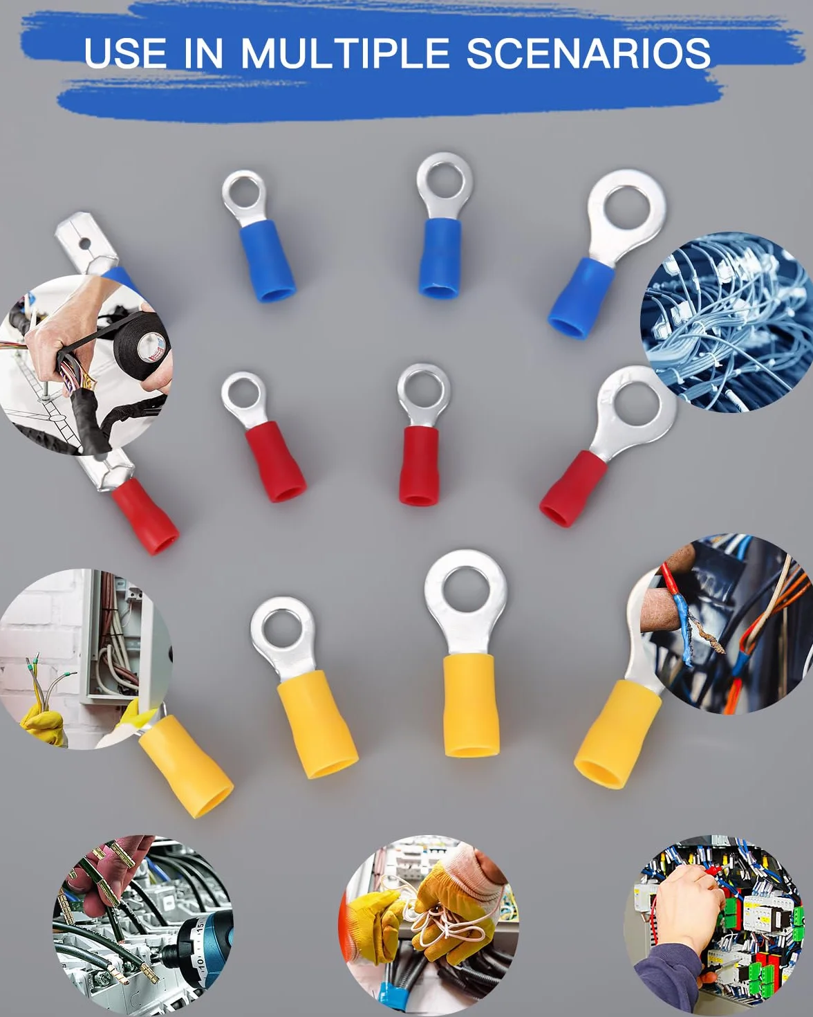 480 Piezas Terminales Eléctricos,30 Tipos terminales eléctricos con aislados,Conectores Macho/Hembra Aislados Crimp Terminal Pala y Horquilla,con Caja de Surtido, para Industria electricistas Sistema