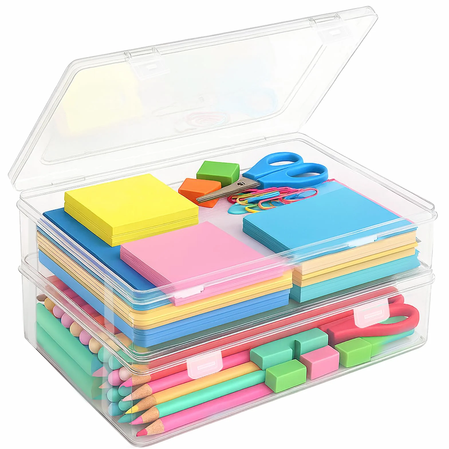 Cajas Almacenaje Plastico con Tapa Apilables 31x22x5cm 2 Piezas