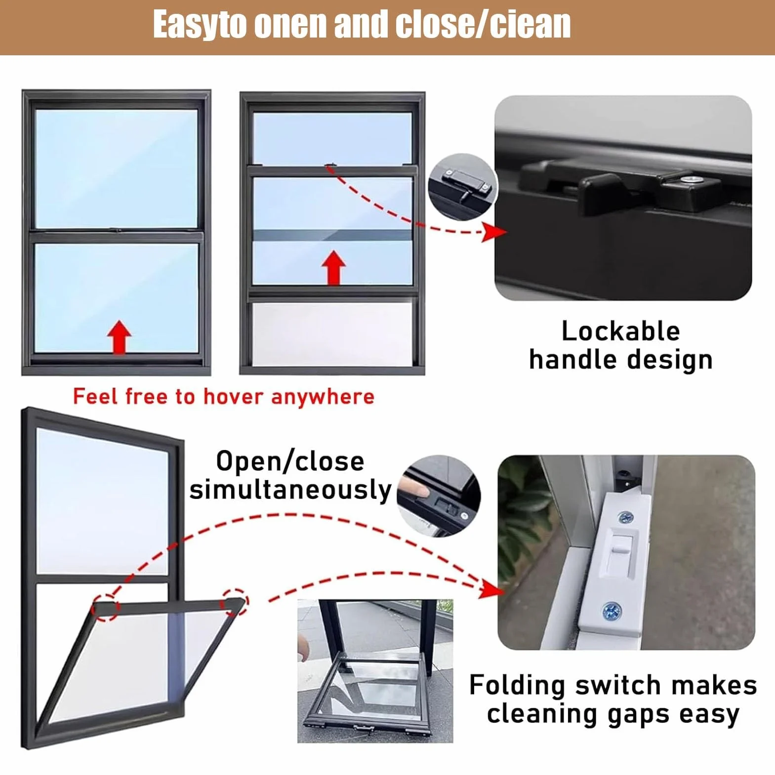Ventana de ventilación para cobertizos, Ventanas corredizas de Aluminio para sótanos con mosquitera, Ventanas de Servicio Verticales con Vidrio Templado(WxH 10x20 in/25x50cm)