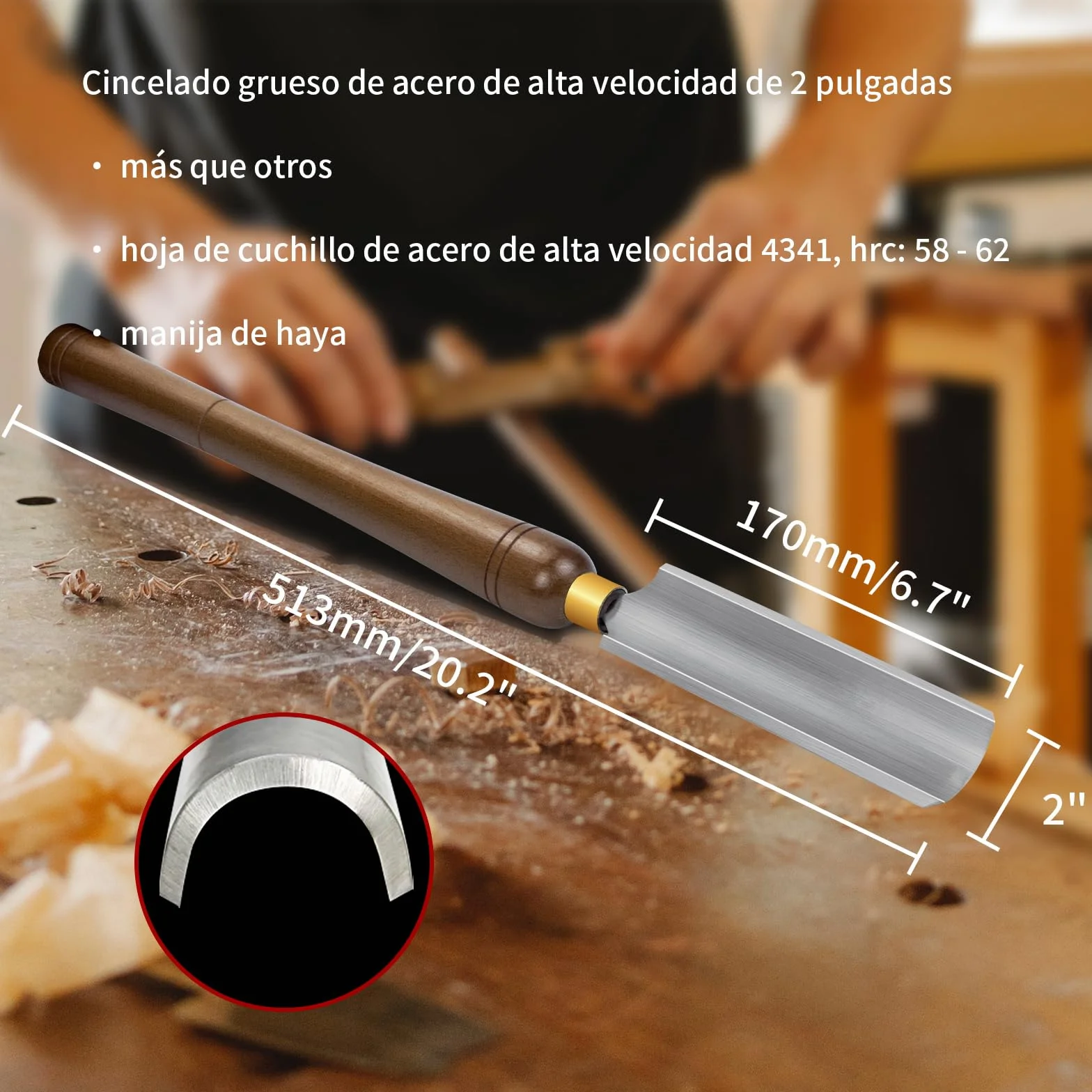 Gubia de Cuenco de Torneado de Madera, 2 pulgadas Herramientas De Torneado De Torno De Madera De Con Hoja HSS