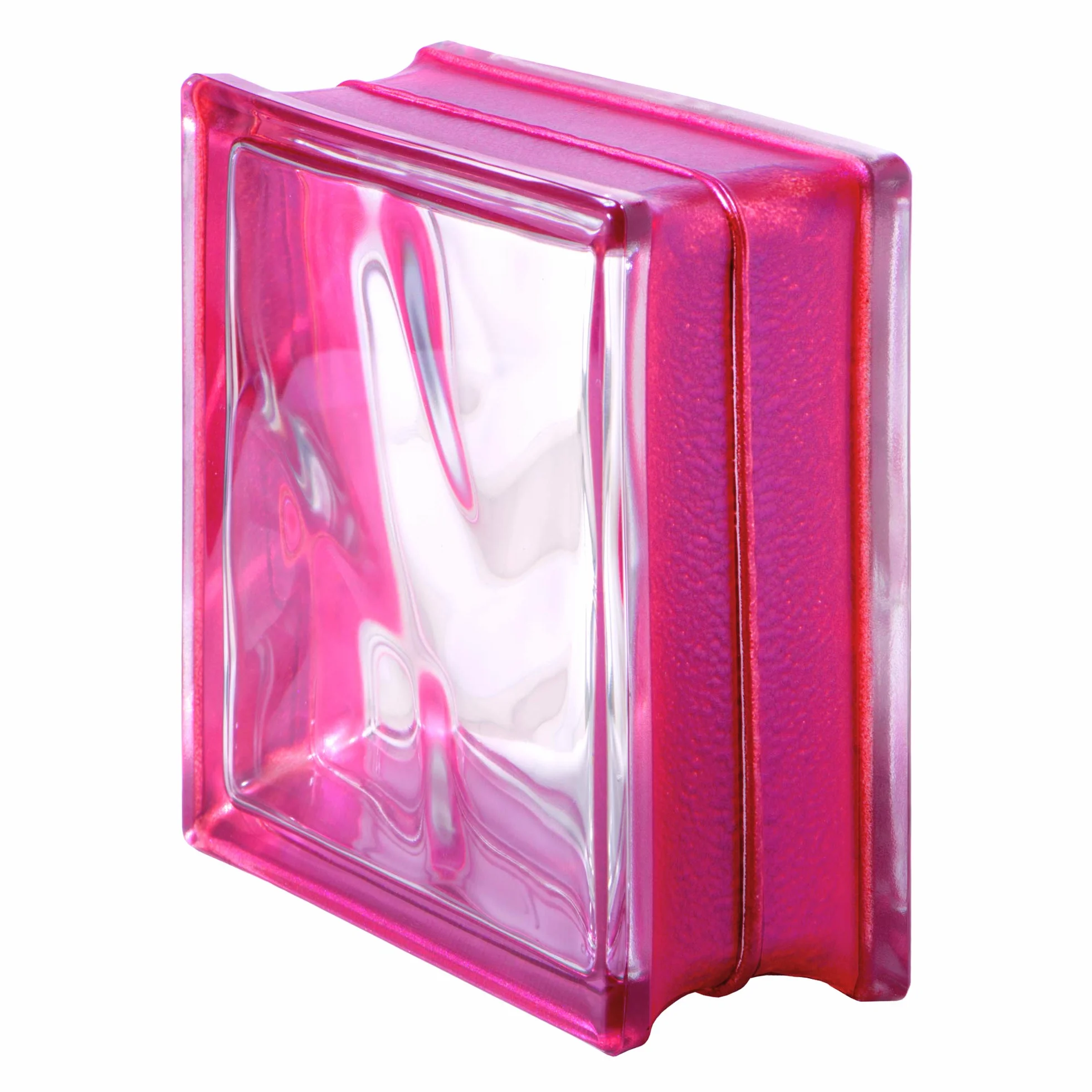Bloque de vidrio Bormioli Rocco Pure Reflejos Rojo | cm 19x19x8 | Unidad de venta 1 caja de 6 pzas