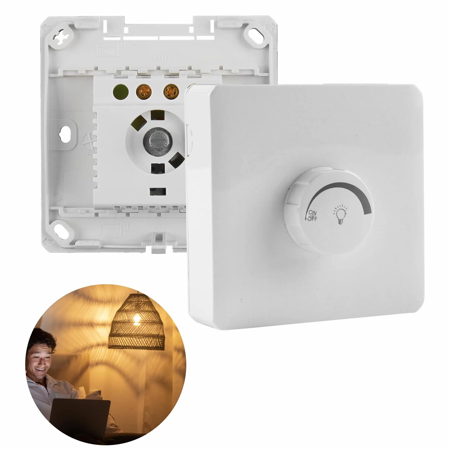 Regulador de intensidad para lámpara LED, interruptor de luz regulable 86 * 86mm 110-250V 10-16A 1-400W, interruptor empotrado, botón giratorio, regulación de velocidad sin etapas para lámparas