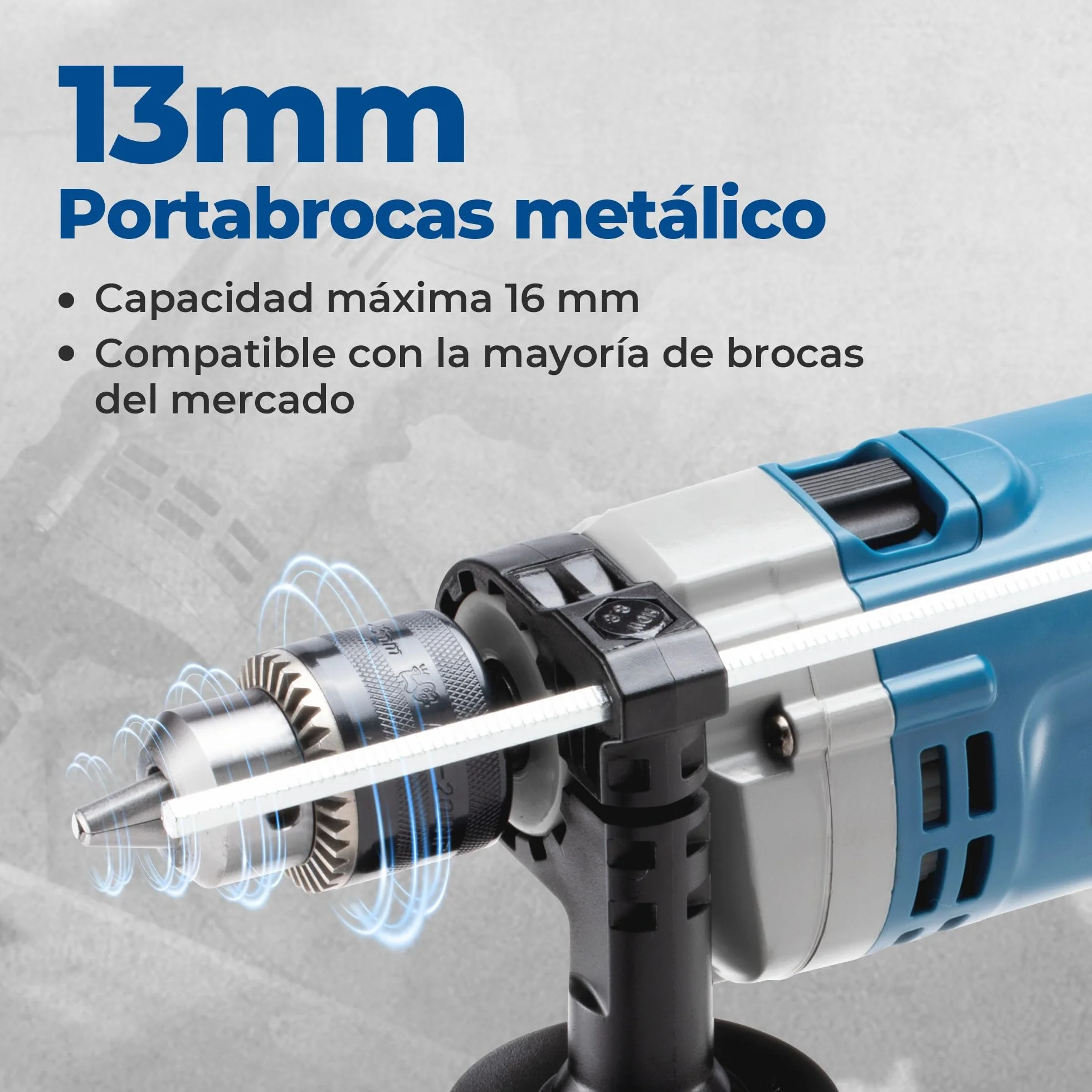 DongCheng - Taladro de percusión (710 W, 13 mm, taladro de percusión, 45,000 IPM, 3000 RPM con 15 coronas de perforación para metal, madera y hormigón