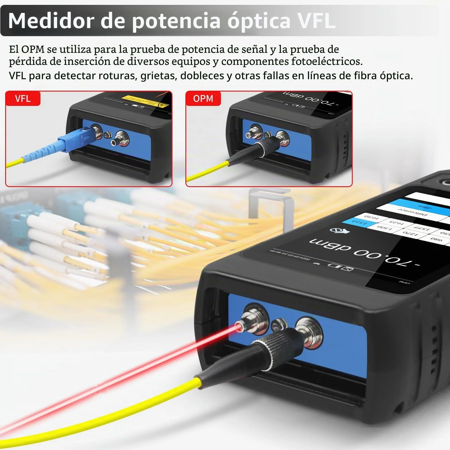 Henkion Comprobador de cables de red RJ45 Probador de cables UTP, Rastreador de cables Ethernet, pantalla táctil IPS de 4 pulgadas, compatible con herramientas de red, multímetro digital, VFL, OPM