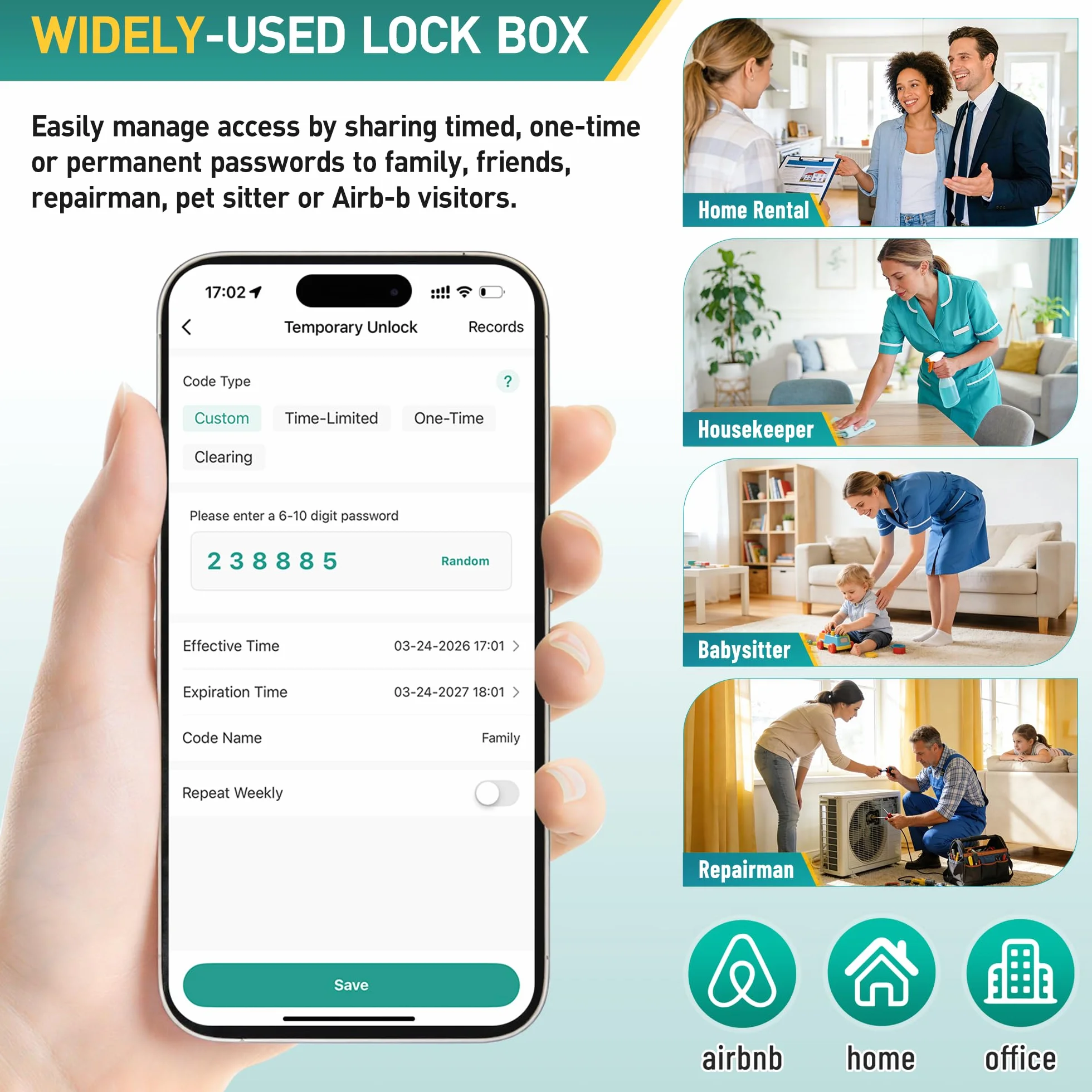 Smart Caja de Seguridad para Llaves Grande con Código Retroiluminada Bluetooth y Pin, Compatible con Tuya, Gris