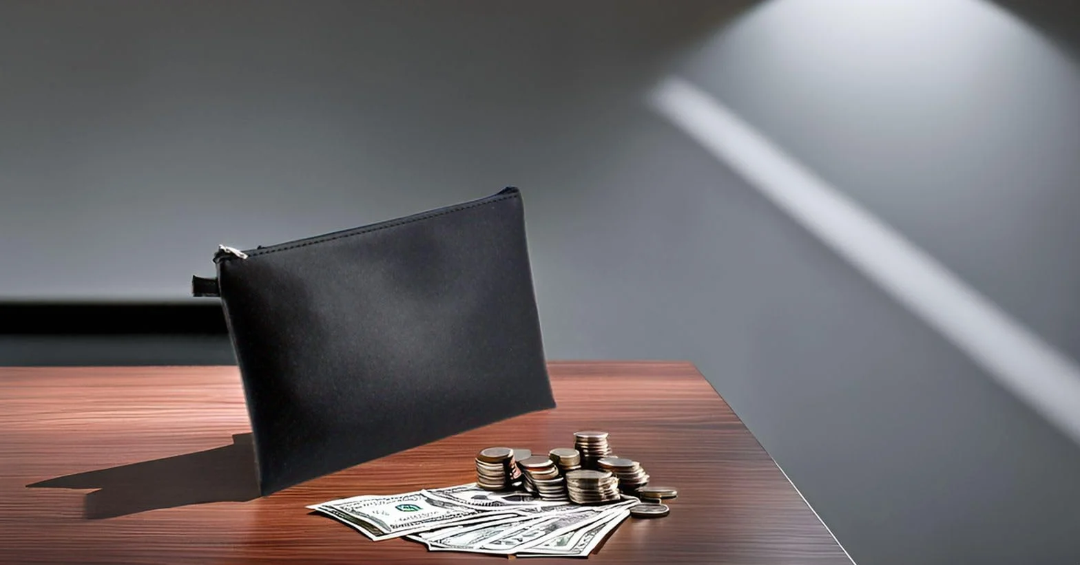 Alassio Bolsa para billetes de banco piel cierre de cremallera 23 x 16 cm negro