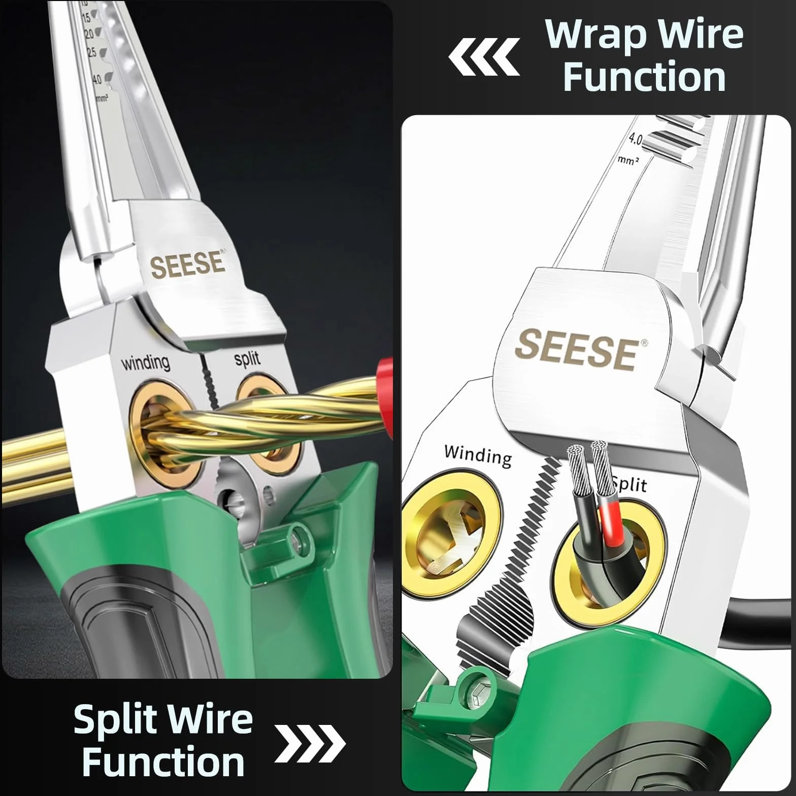 8 en 1 - Separador de alambre para cortar y tirar de cables, tijeras de cable, alicates de probador de voltaje, 12 V a 250 V en vivo, nulo, Hot Wire Judgment AC DC, alarmas LED audibles y