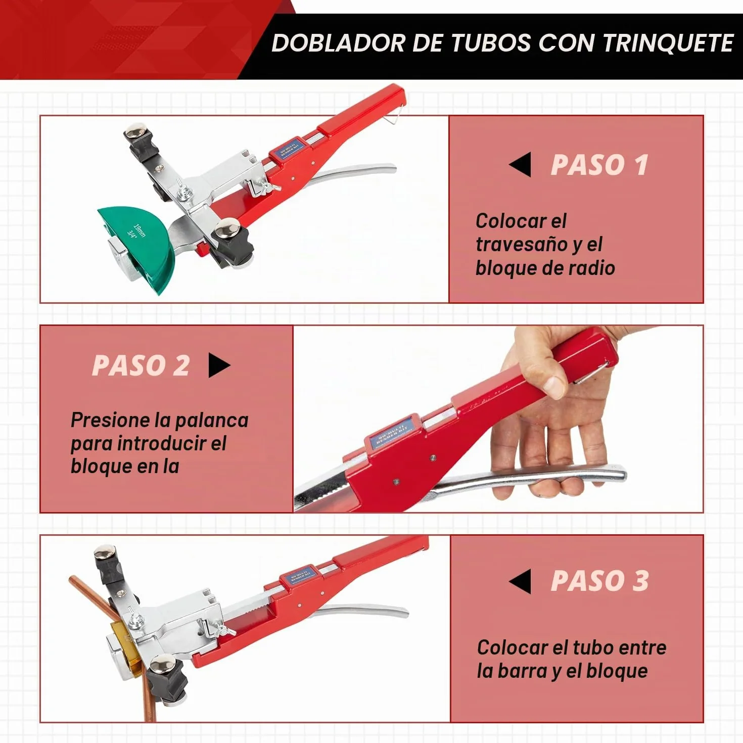 Dobladora de tubos de cobre y tubos de freno manual con cortador de tubos, desbarbador para aire acondicionado, alicates de flexión, línea de freno, herramienta de flexión de 1/4 "- 7/8"