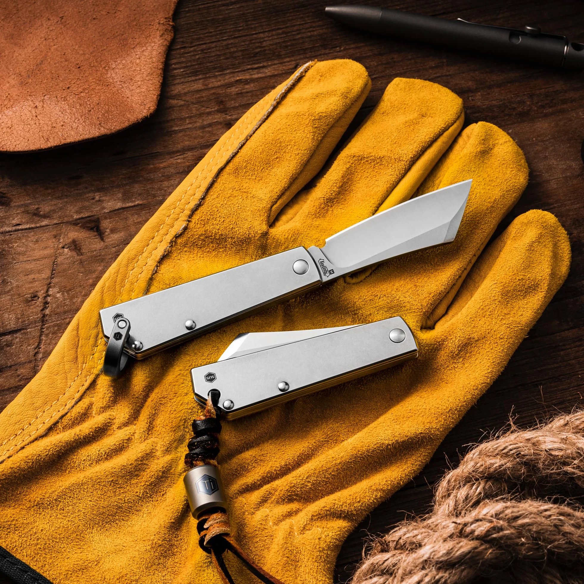 KeyUnity KK03M Cuchillo plegable pequeño Cuchillo de hoja fija, Cuchillo de bolsillo EDC de acero inoxidable para hombres y mujeres