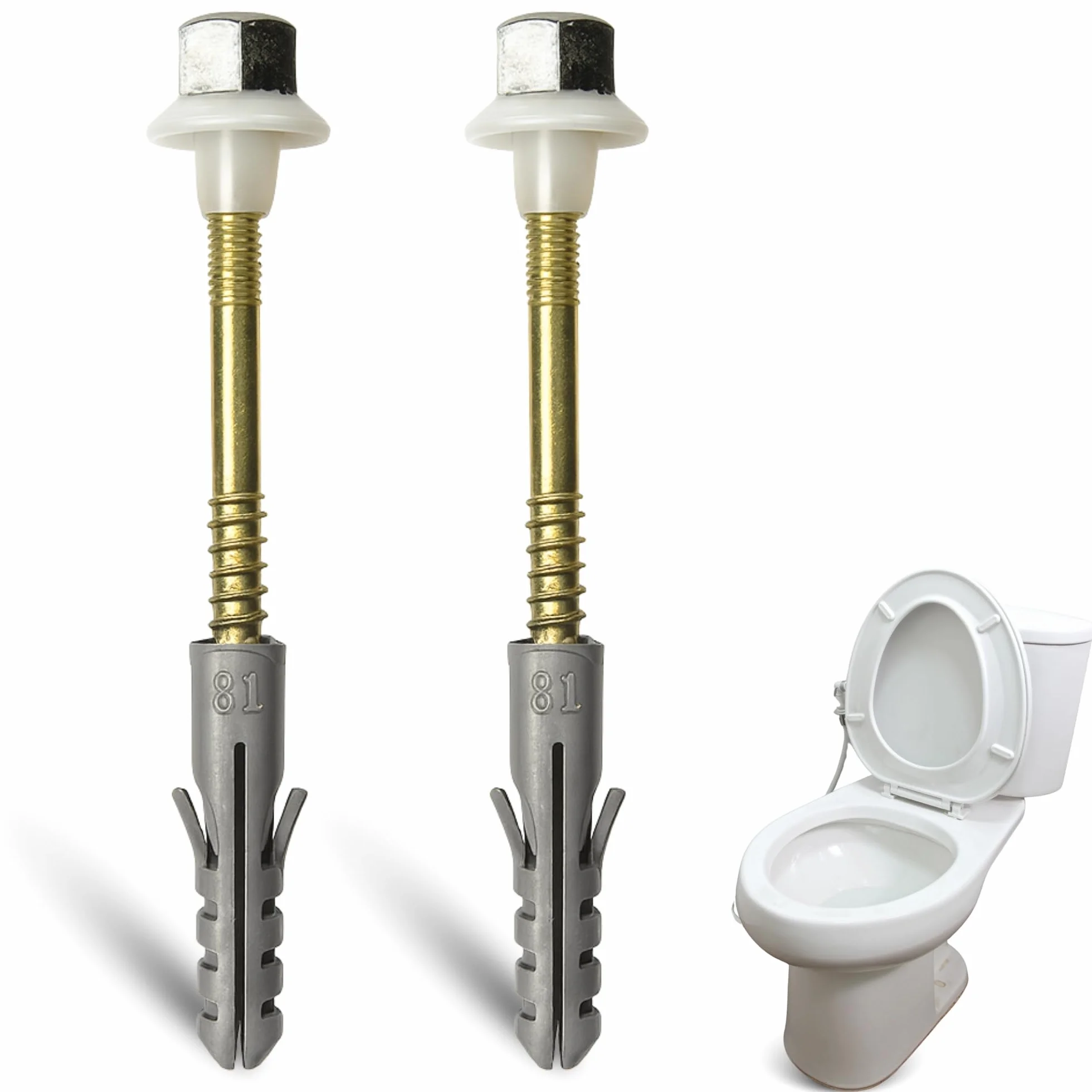Tacos de acero inoxidable para inodoro y bidé de suelo con orificio vertical, Kit de fijación vertical para WC, Tornillo para bidé vertical, Acero Inoxidable, Pack de 2 tornillos