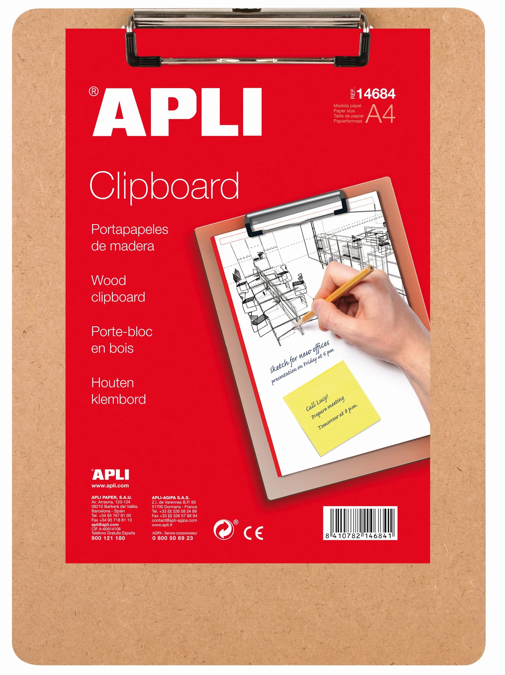 APLI Clipboard madera A4