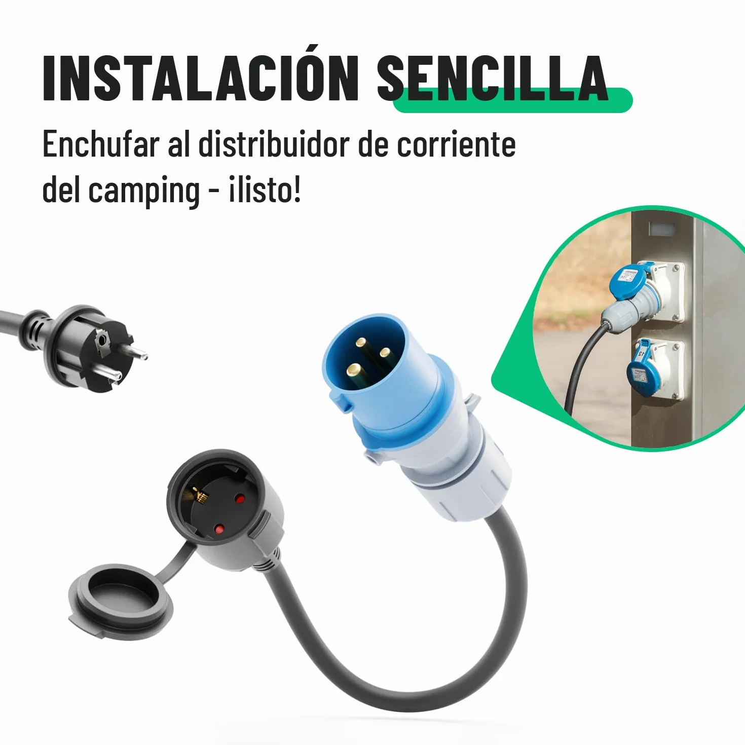 greate set de adaptadores - enchufe Schuko a conector CEE y conector CEE a enchufe - adaptadores de conector 230V con protección IP44