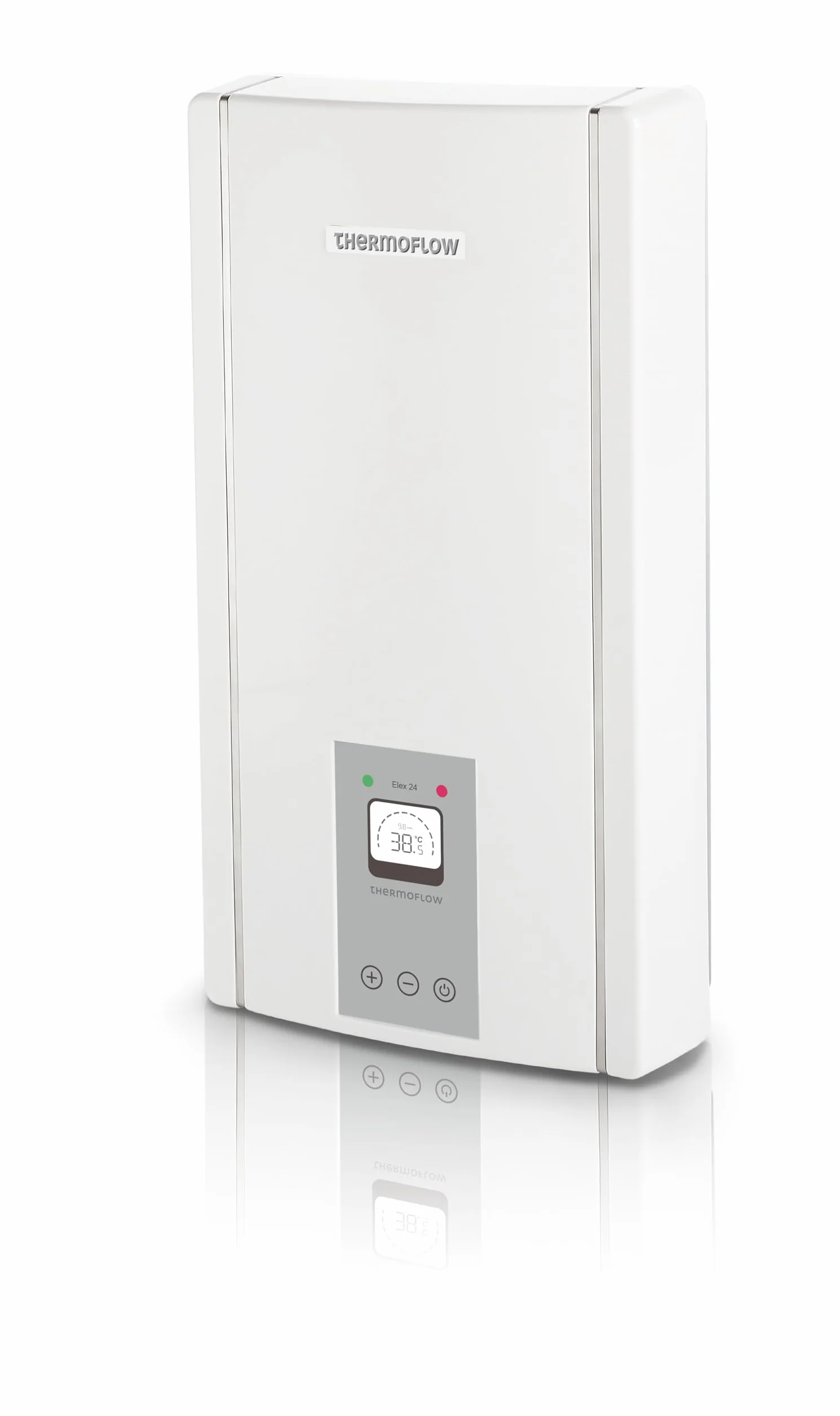 Thermoflow Elex 24 – Calentador de agua instantáneo resistente a la presión / 24 kW / 400 V/calentador de agua hasta 55 °C/conexión G 1/2» / 13 L/min/ideal para lavabo, baño o cocina / ELEX24.