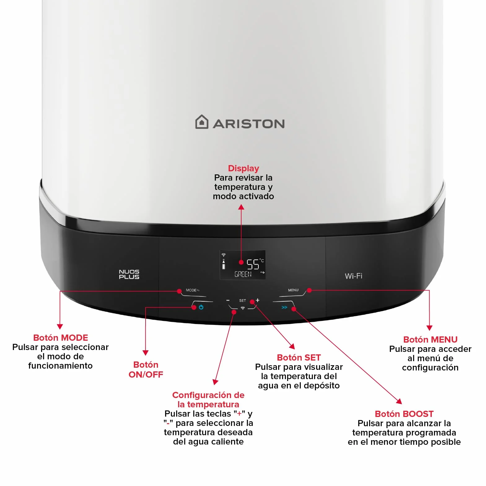 Ariston Nuos Plus S2 Wifi - Termo 80 Litros con Bomba de Calor, Calentador de Agua Bajo Consumo, Control con App, Compatible con Alexa, Clase A+ (A+/F) - Servicio Post-Venta solo Disponible en España