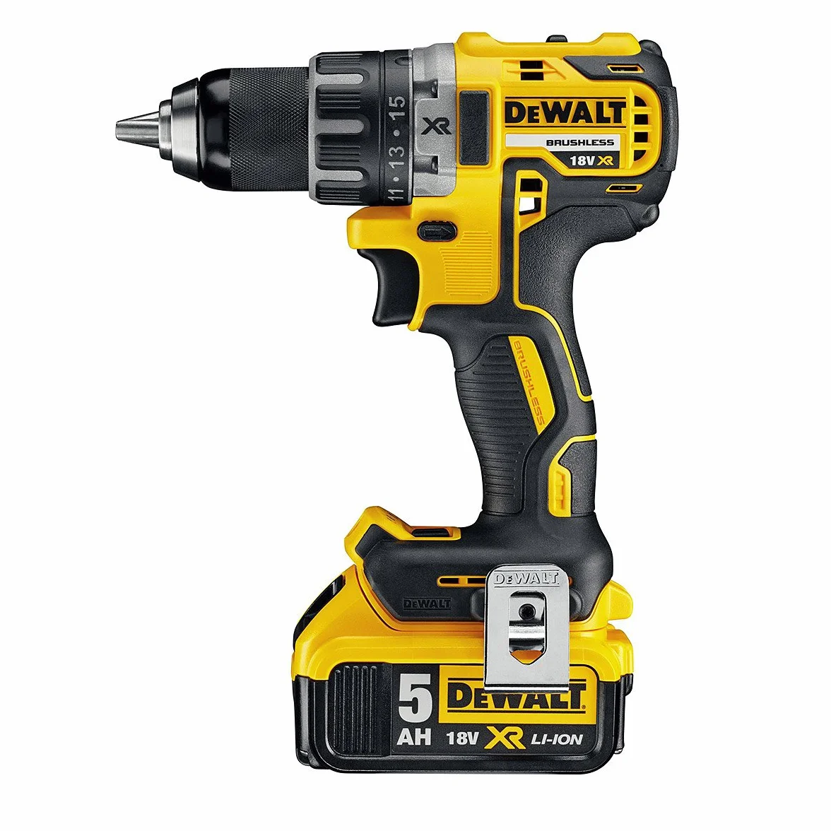 DeWALT DCD791P2-QW - Taladro Atornillador sin Escobillas XR 18 V 13 mm 70 Nm con 2 Baterías Li-Ion 5.0 Ah con Maletín Tstak, 235 W, 18 V, Negro/Amarillo