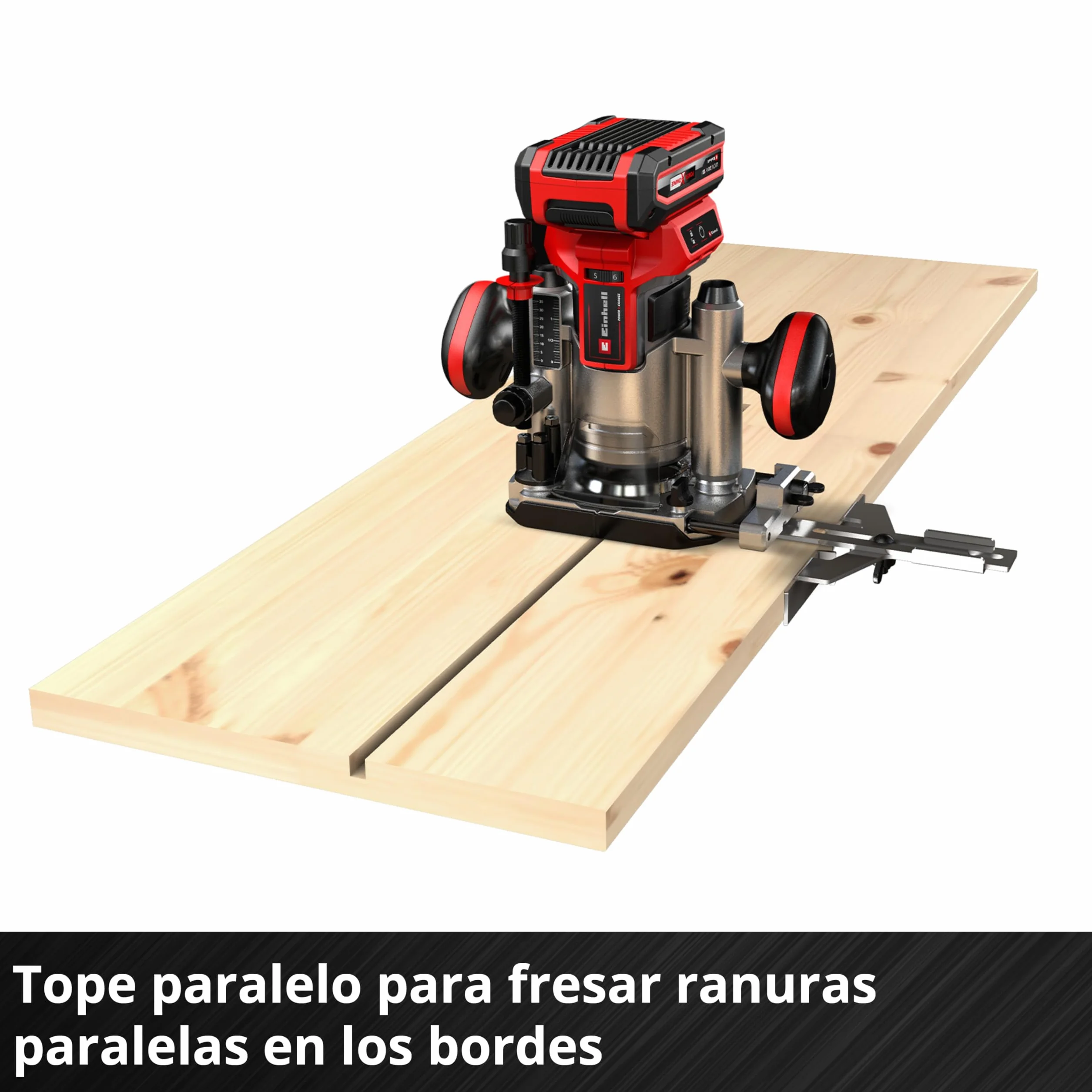 Einhell Professional Fresa superior con batería TP-RO 18 Li BL-Solo Power X-Change (18 V, altura de carrera 35 mm, motor sin escobillas, incl. tope paralelo, sin batería ni cargador)