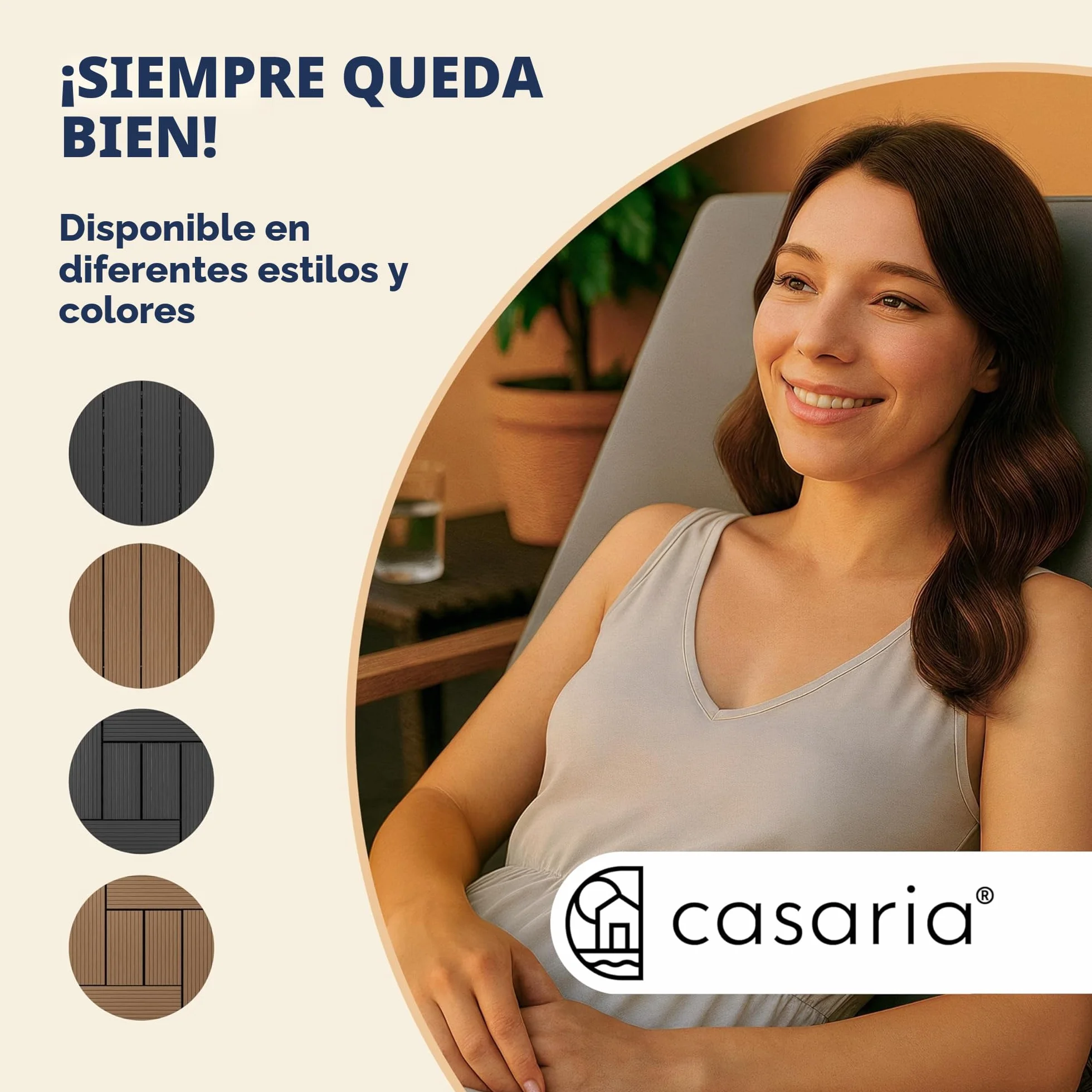 Casaria Set Baldosas Exterior WPC Losetas Jardín Antideslizantes Sistema Clic Terracota 30x30cm 4m²