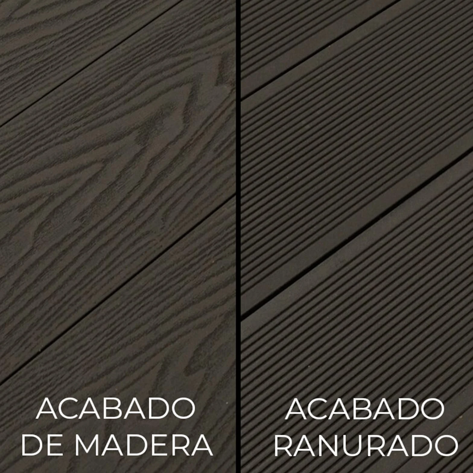 YOEVU | Pack 2 Lama de composite WPC | 2,2m x 14,5cm x 2,2cm, gris, marrón café | Resistente a la intemperie, antideslizante, fácil de instalar | Para terrazas y exteriores