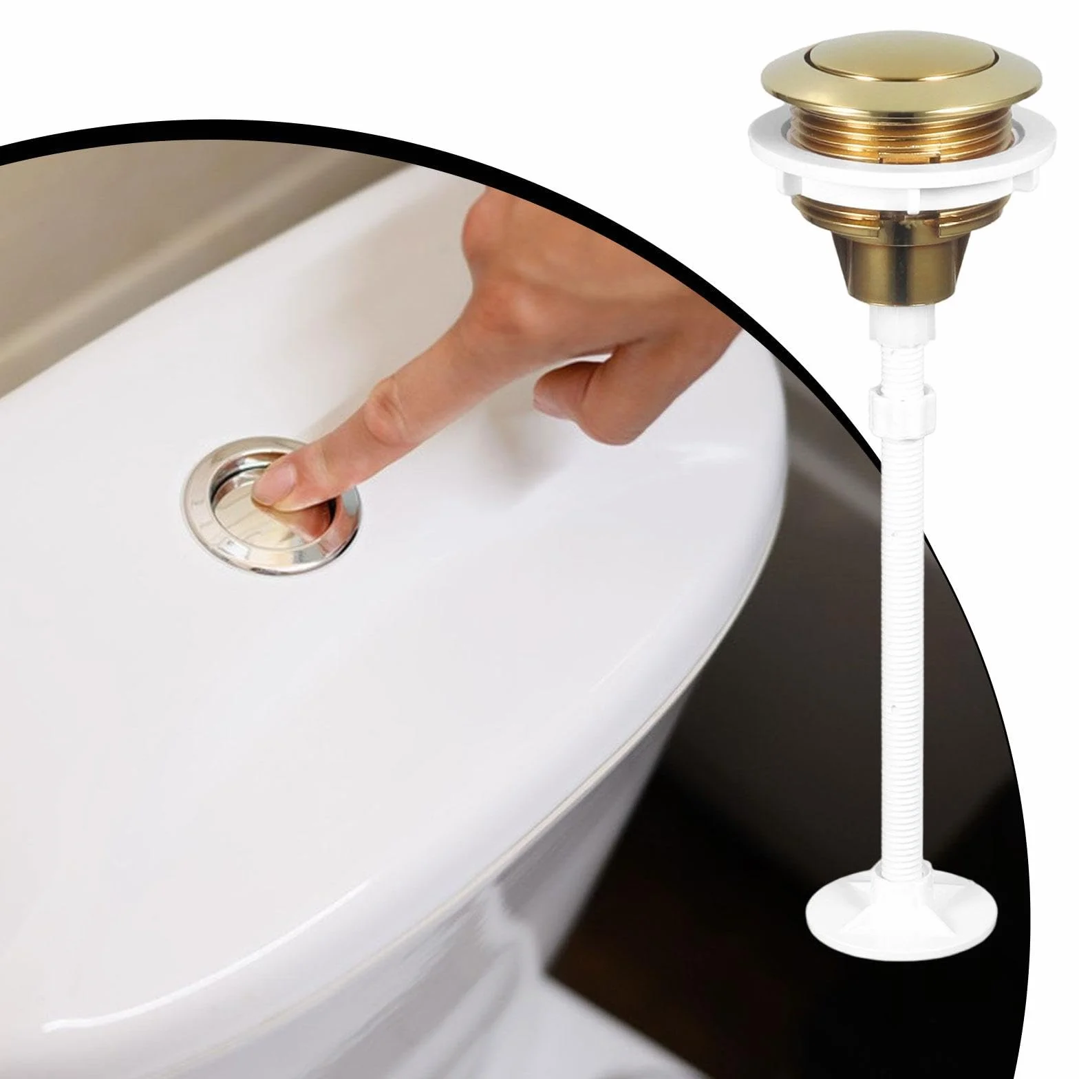MagiDeal Repuestos para botón de descarga de inodoro, universal, redondo, de 38 mm, botón de un solo pulsador para tanque de inodoro, fácil de instalar para, Oro