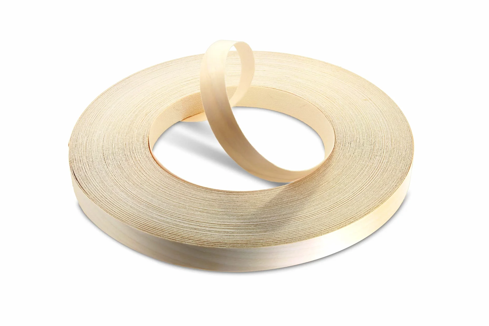 Cinta de borde de chapa prepegada de madera de abedul real de 22 mm - Rollo comercial de 50 m - Aplicación de madera para planchar