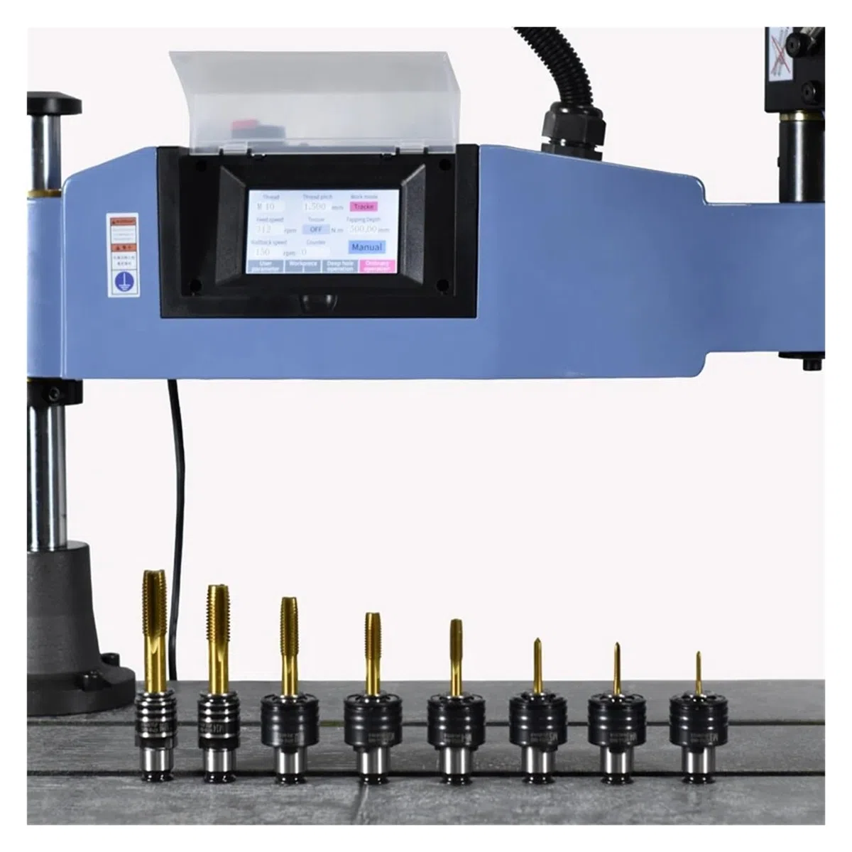 Máquina De Roscar Eléctrica Universal CNC Brazo Largo M3-M20 240 Rpm, Con Servomotor Y Pantalla Táctil AlineacióN Precisa De Los Agujeros