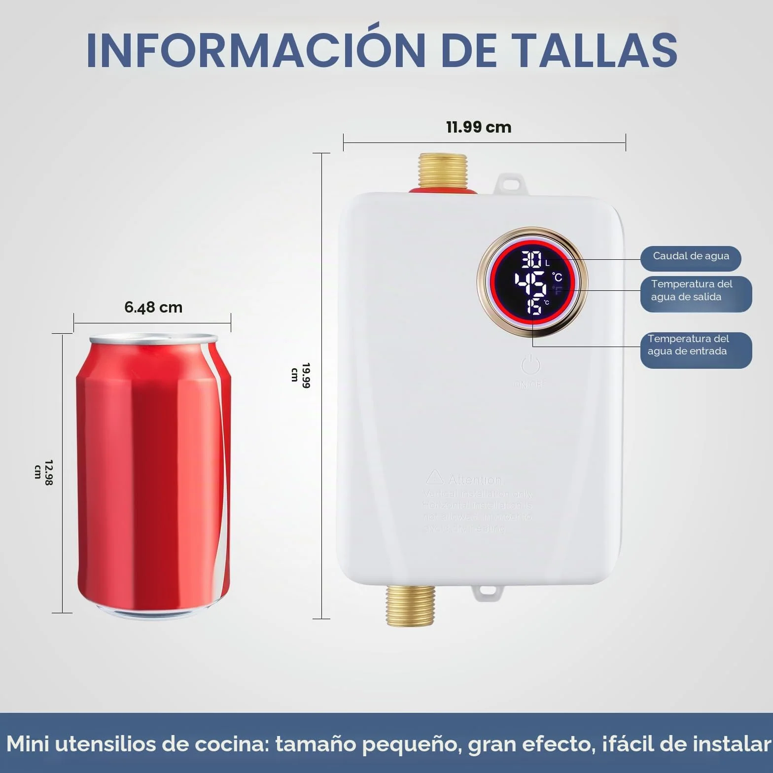 Calentador de agua eléctrico, 3500 W, 220 V, mini calentador de agua instantáneo con pantalla LCD, 20 – 50 °C, IPX4, resistente al agua, calentador de agua eléctrico, para ducha, baño, cocina