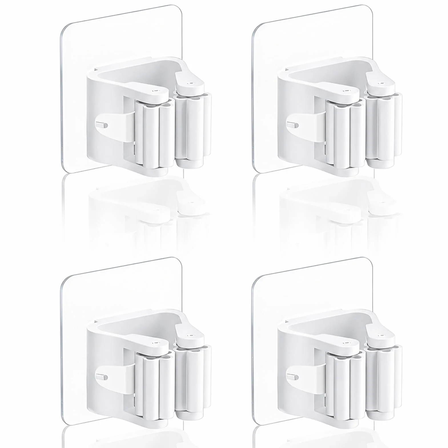 4 Piezas Colgador Escobas y Fregonas, Soporte Escobas Pared, Colgador Escoba, no Requiere Perforación, Apto para Cocina, Baño, Jardín, Garaje