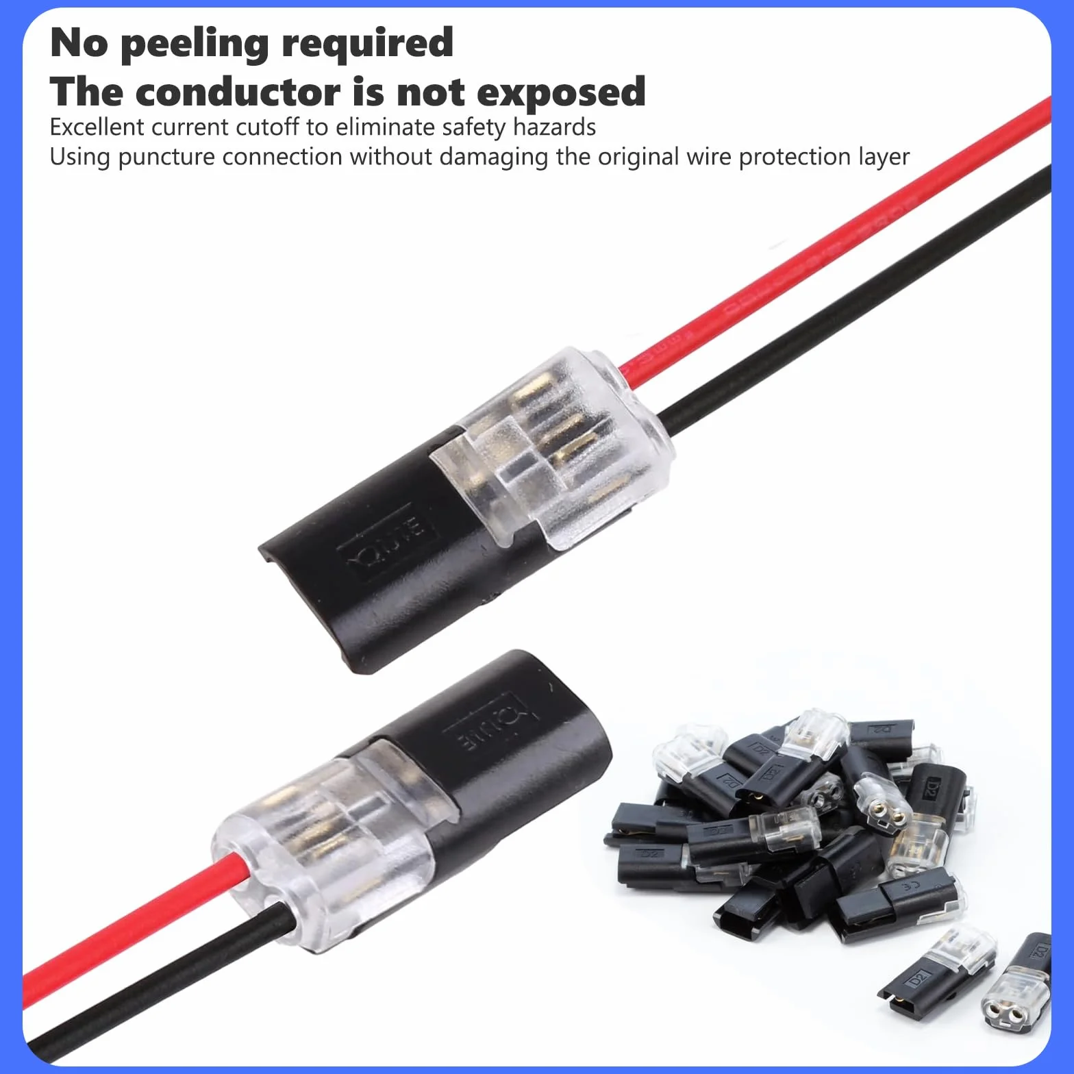 20 Pcs Conectores de Cable Impermeables, Conectores Electricos Rapidos, Conector Rapido Electrico Cables 2 Pines, Terminal de Empalme Duradero y Reutilizable, Terminal en H