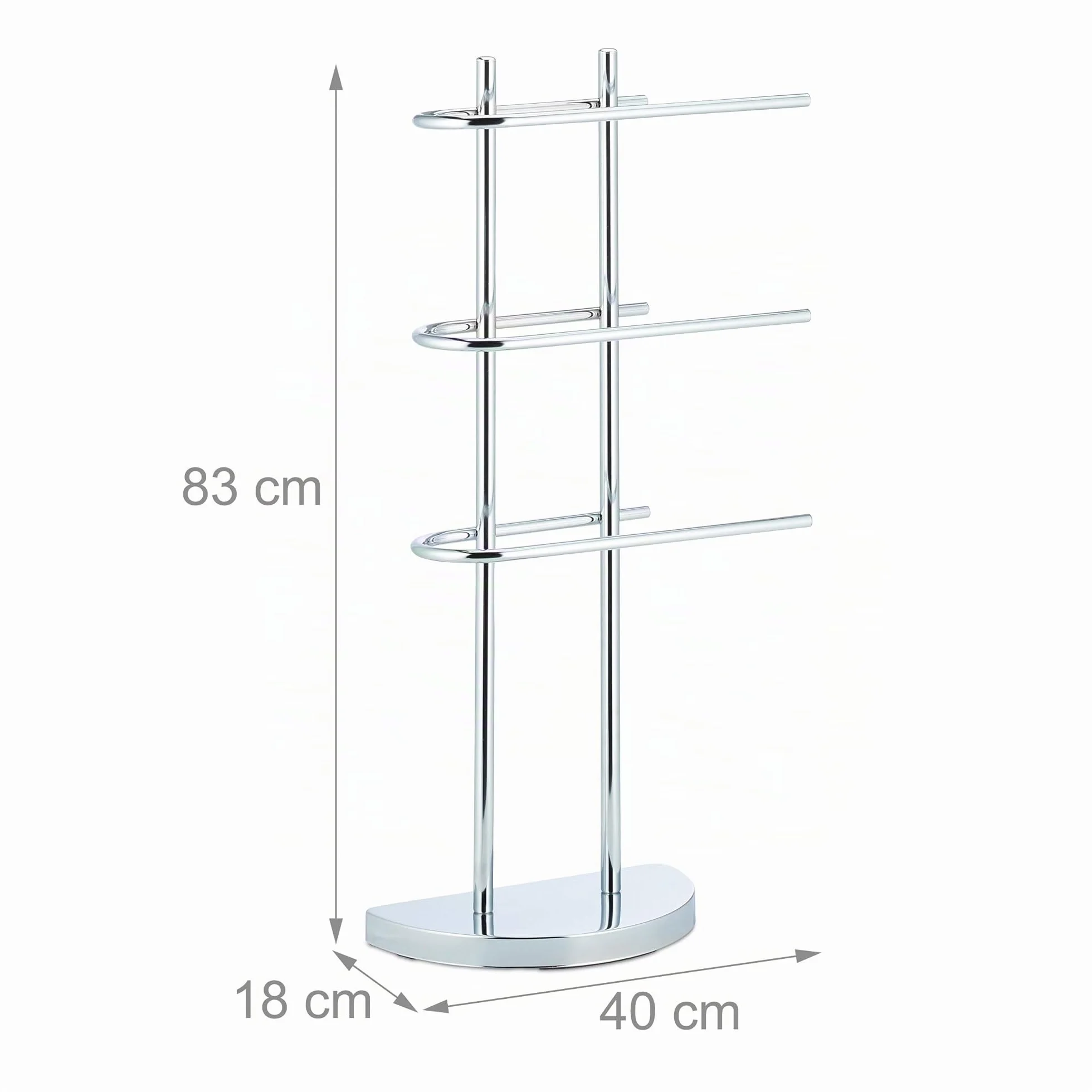 Relaxdays Toallero de Pie Semicircular Cromado, Hierro, Plateado, 83x40x18 cm