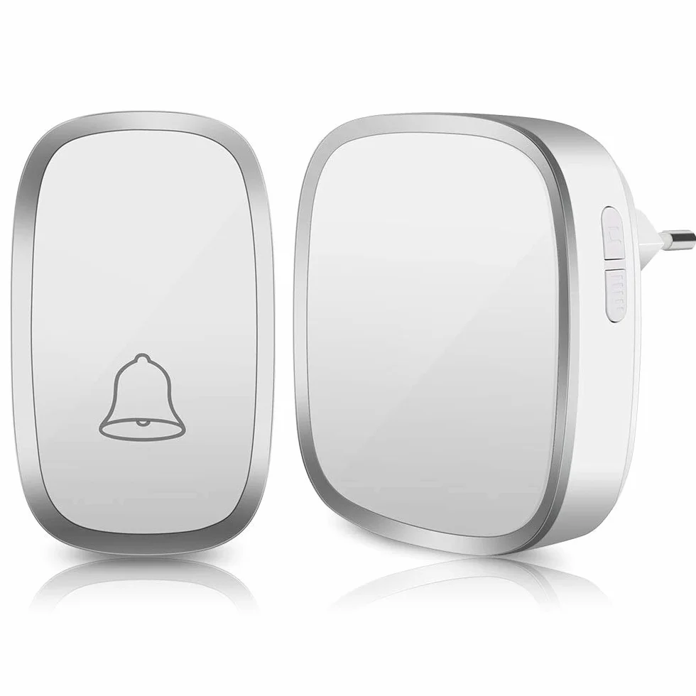 Timbre Inalámbrico Impermeable para Puerta, Receptor y 1 Transmisor, 300m, Blanco
