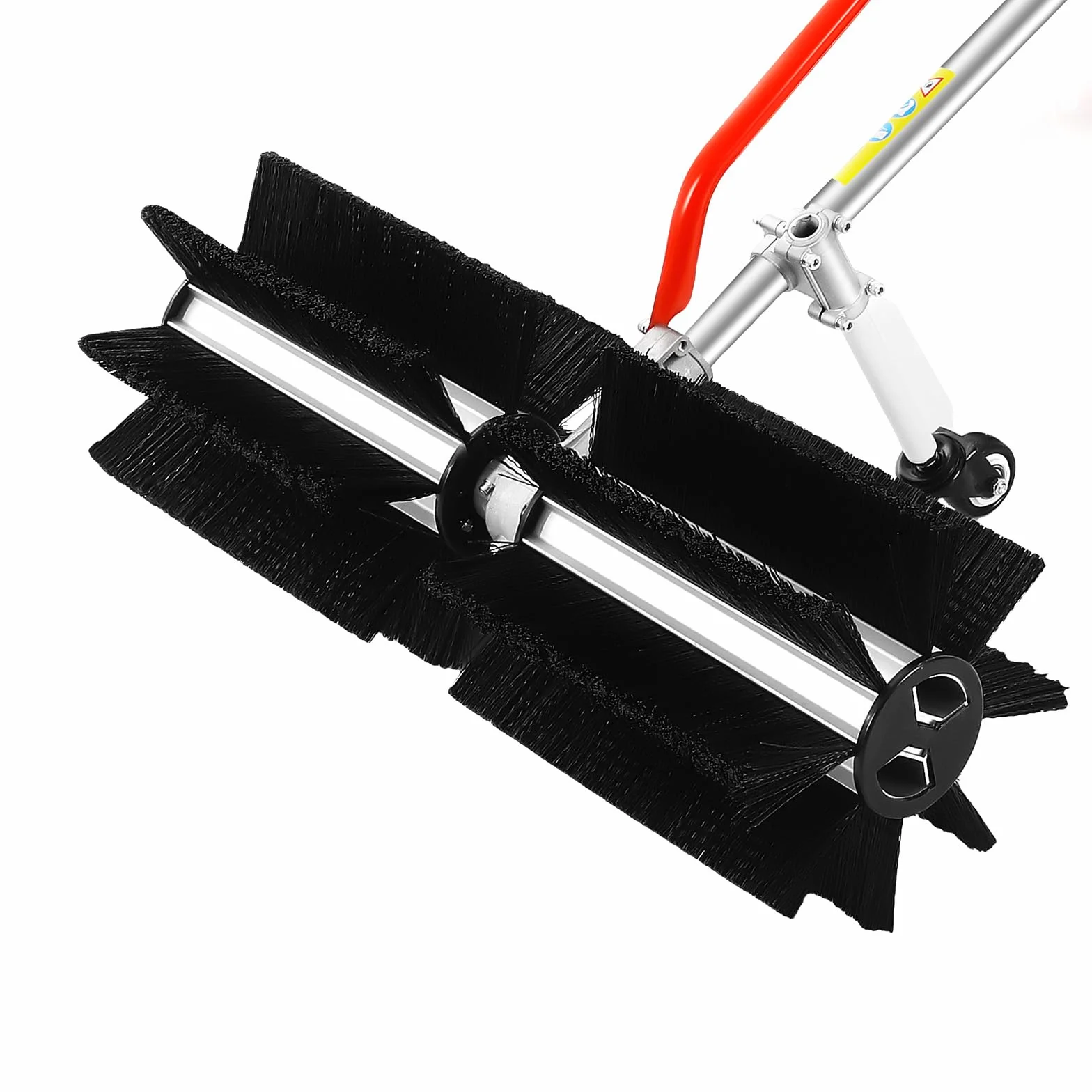 Barredora de gasolina 43 cc 1,7 CV con 60 cm de ancho de trabajo, barredora manual con rodillo de cepillo, barredora de patio para hojas, suciedad, camino, césped, entrada, motor de 2 tiempos