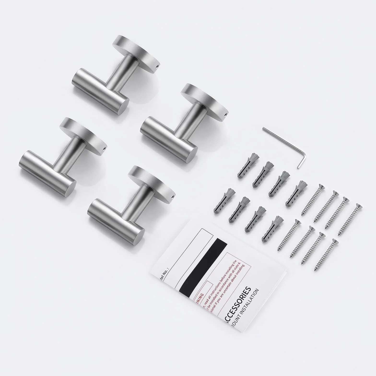 KES Ganchos para Pared Perchas Toalla Acero Inoxidable, Colgador Toalla para Baño y Cocina Cepillado 4 Pieza, A2164DG-2-P4