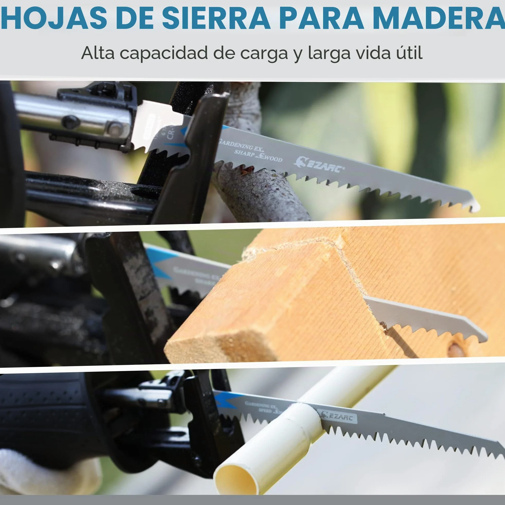 EZARC Hojas de sierra de sable 225 mm 5TPI 5 piezas para madera cortes rápidos