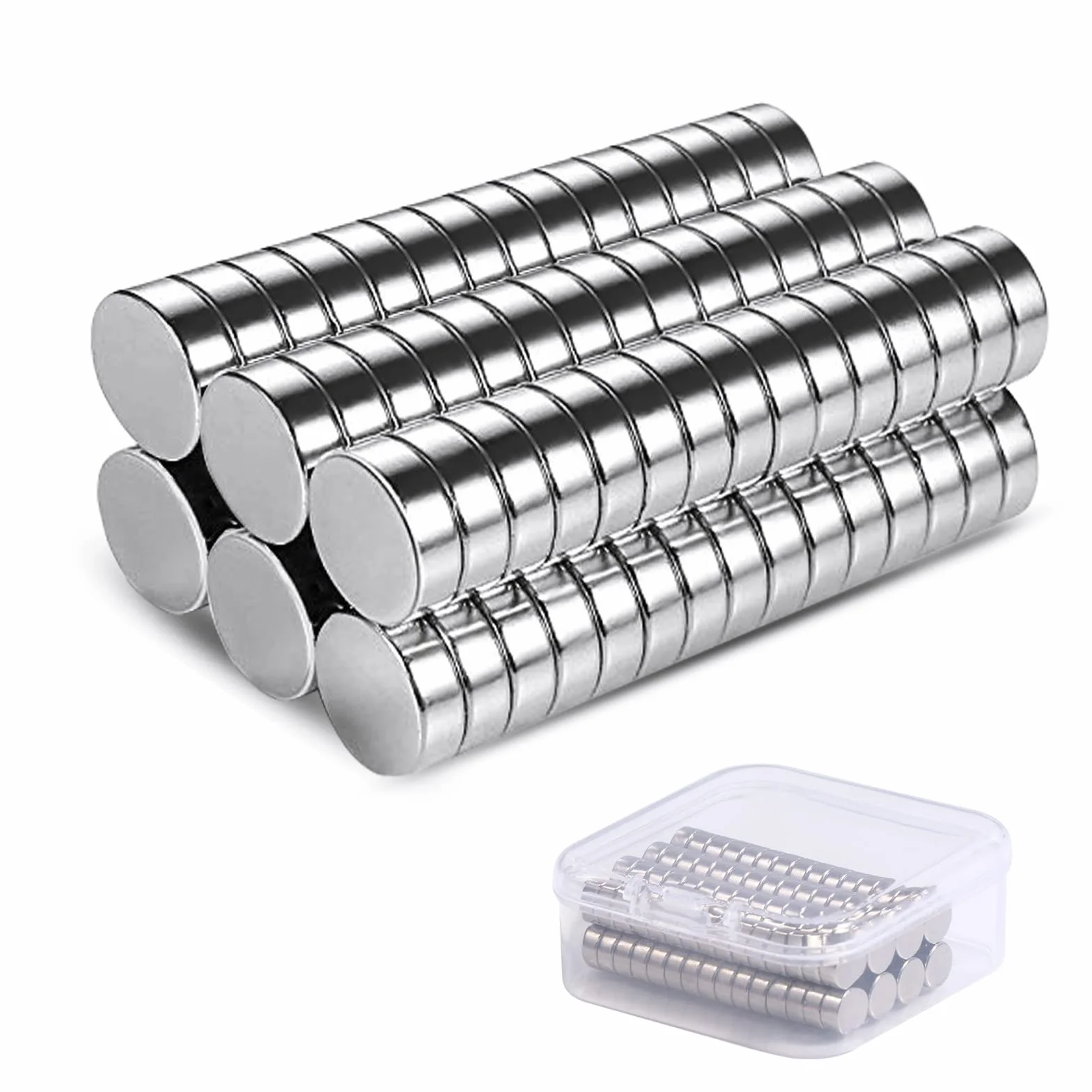 Imanes de Neodimio 6x3 mm 60 Unidades, Imán Redondo Pequeño Fuerte para Nevera Bricolaje Manualidades Oficina
