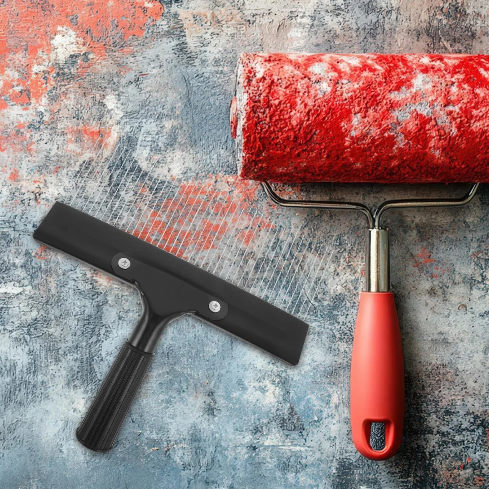 Raspador de Pintura de Acero Inoxidable Mango Ergonómico para Texturizar Paredes Herramienta para Acabados Falsos y Patrones Artísticos Peine para Yeso Decorativo 1 Pieza