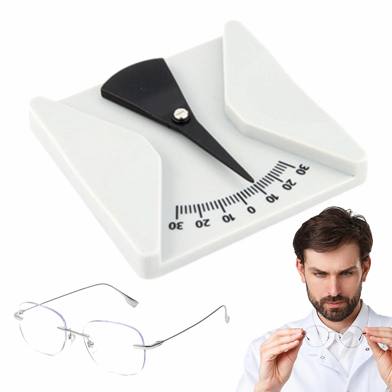 Medidor de gafas – Regla de ángulo pantoscópico, herramienta de calibración óptica, inclinómetro duradero, escala transparente de fácil lectura | Medidor de gafas para técnico de taller de reparación