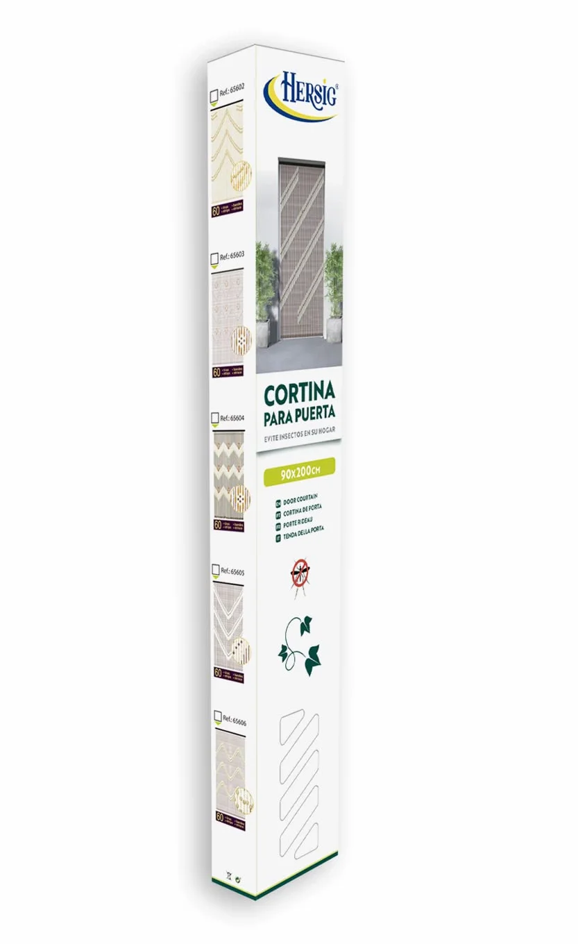 HERSIG - Cortina Puerta Exterior | Cortina de Tiras de Madera de 200 x 90 cm de Instalación Sencilla - Diseño Ondas