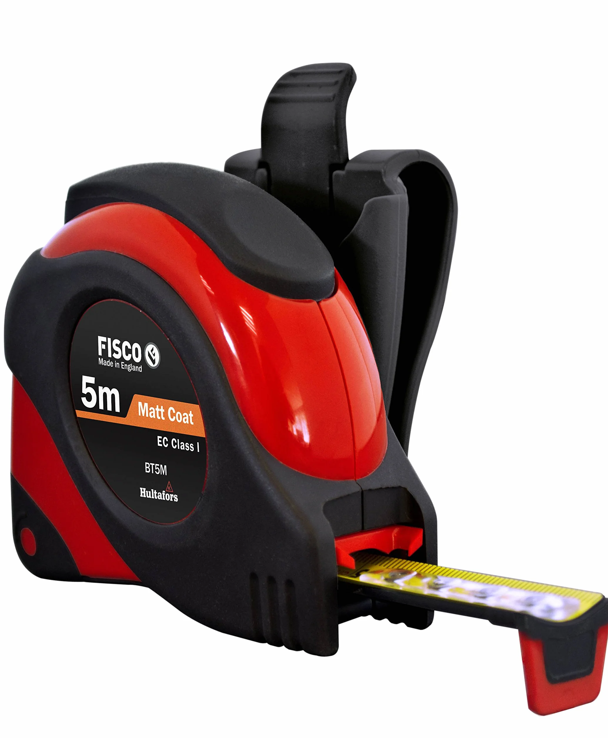 Fisco Big T - Flexómetro profesional Clase I con protección de goma resistente (5 m x 19 mm)