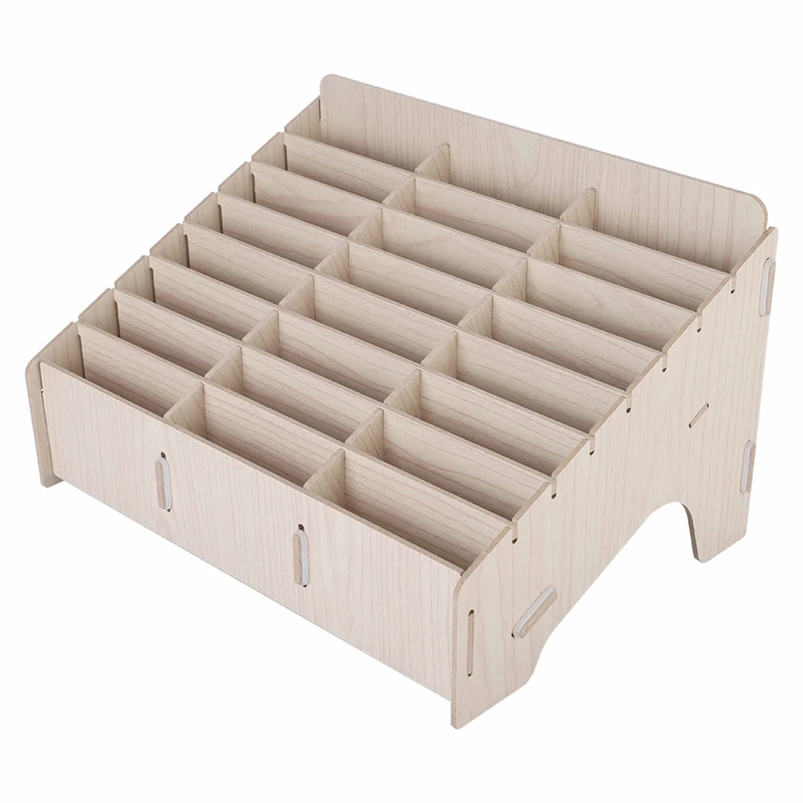 Organizador Teléfonos Móviles 24 Compartimentos Caja Almacenamiento Multifuncional Madera